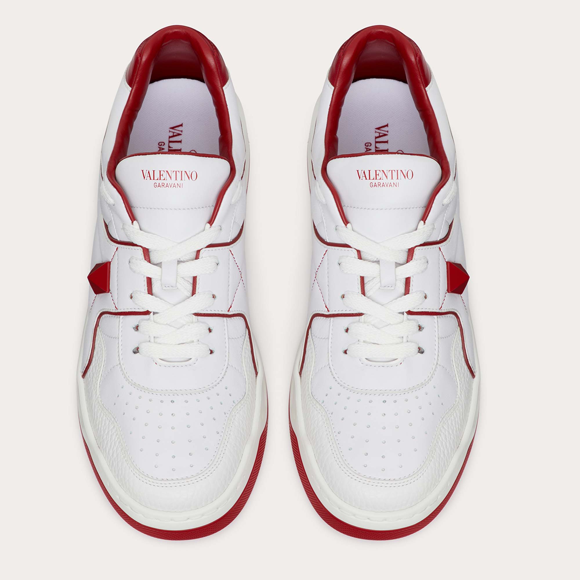 

Valentino White/Red Leather One Stud Low-Top Sneaker Size