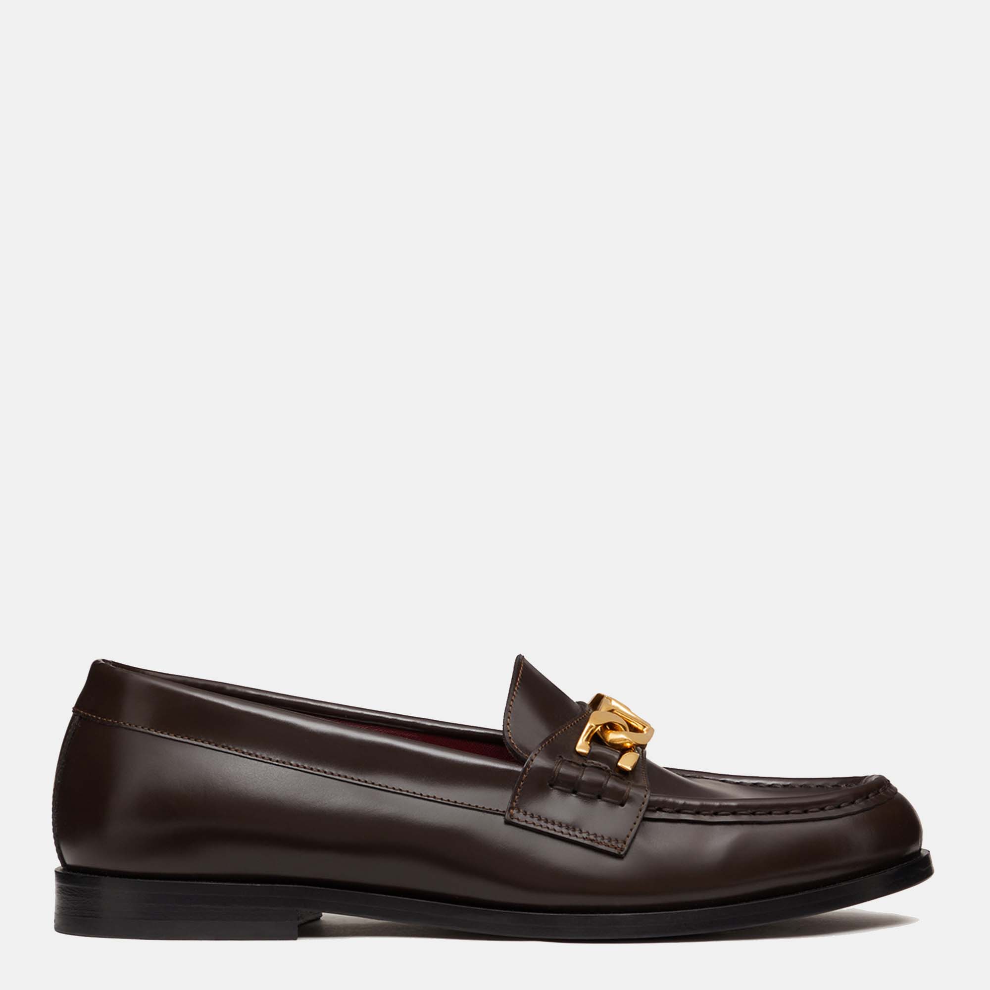 V Logo Chain Metallic Leather Loafers in Metallic - Valentino Garavani