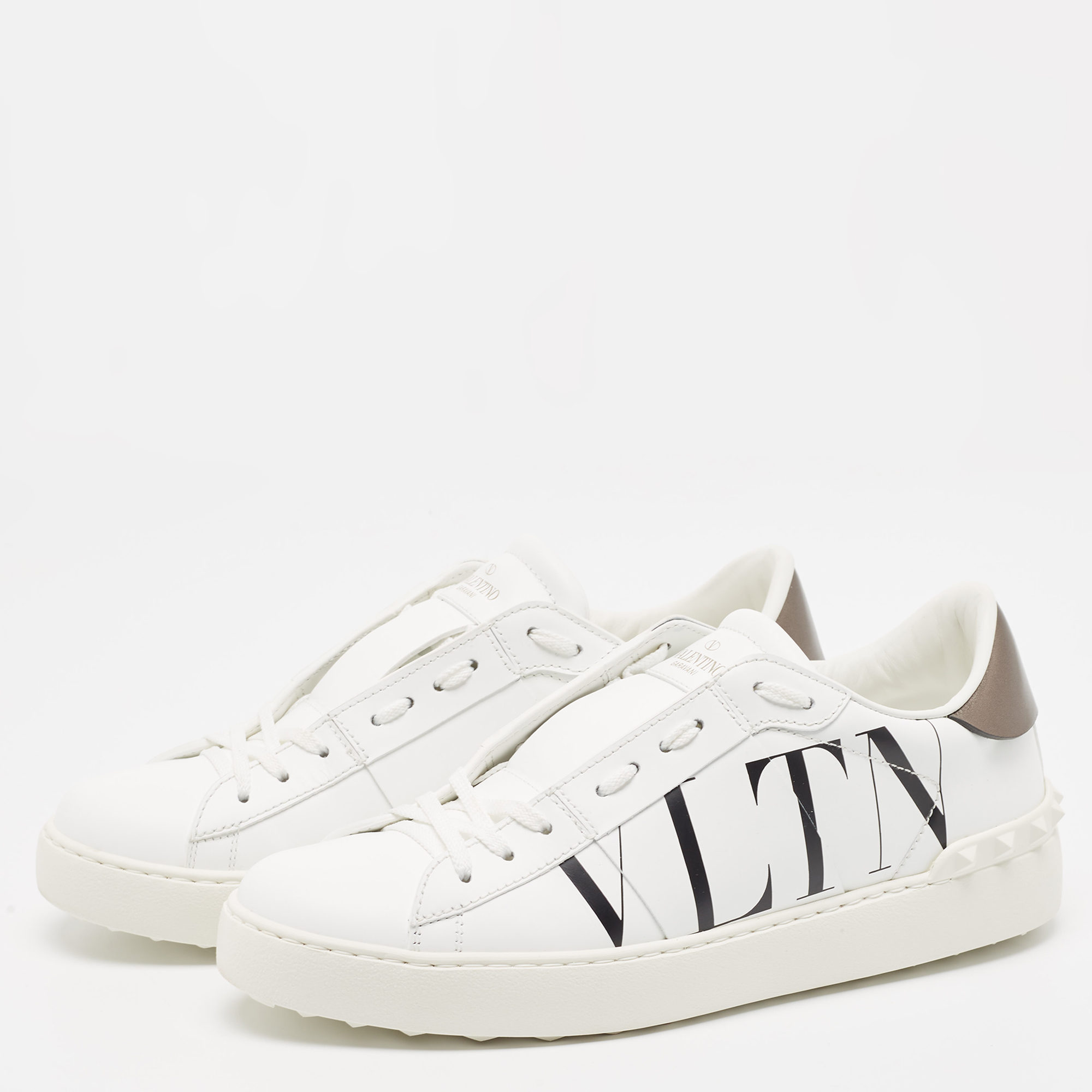 

Valentino White Leather VLTN Open Sneakers Size