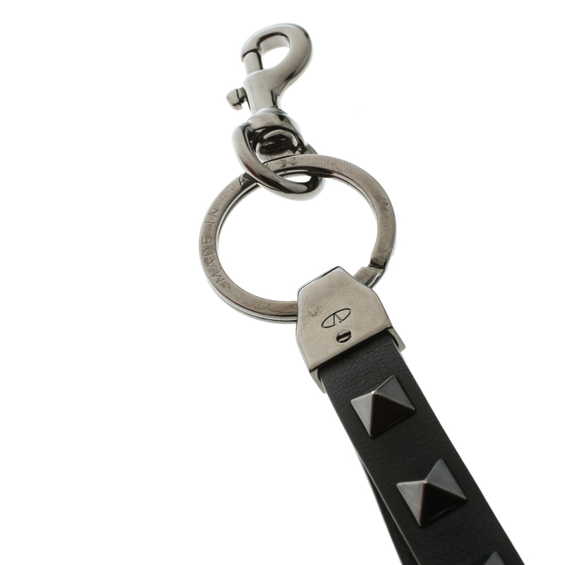 

Valentino Black Leather Rockstud Key Charm