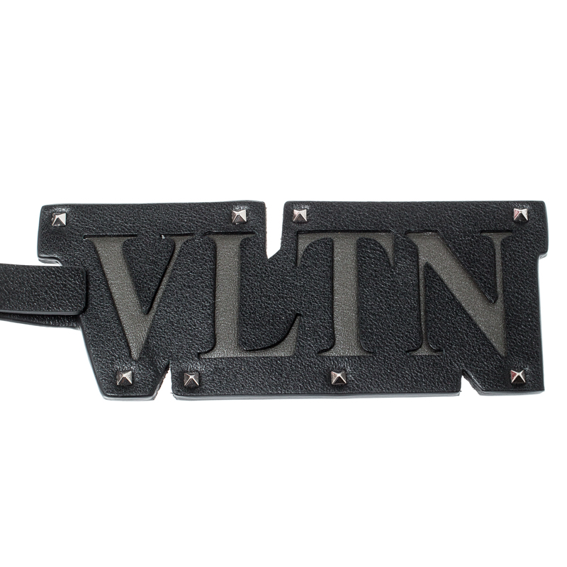 

Valentino Black Leather VLTN Studded Bag Charm