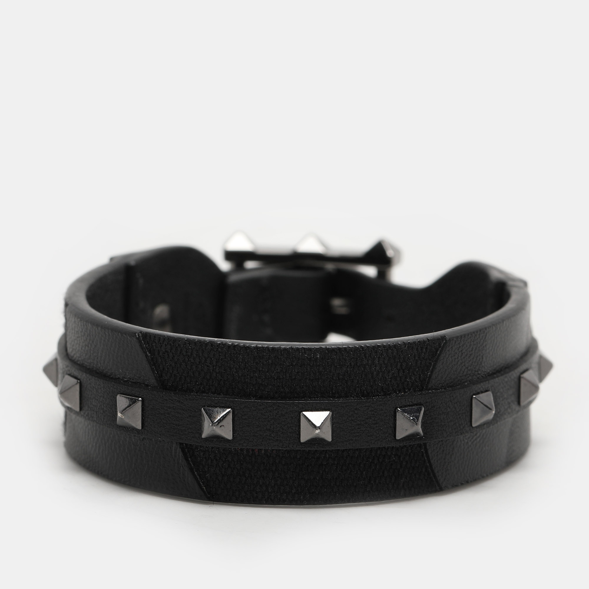 

Valentino Black Leather and Canvas Rockstud Bracelet