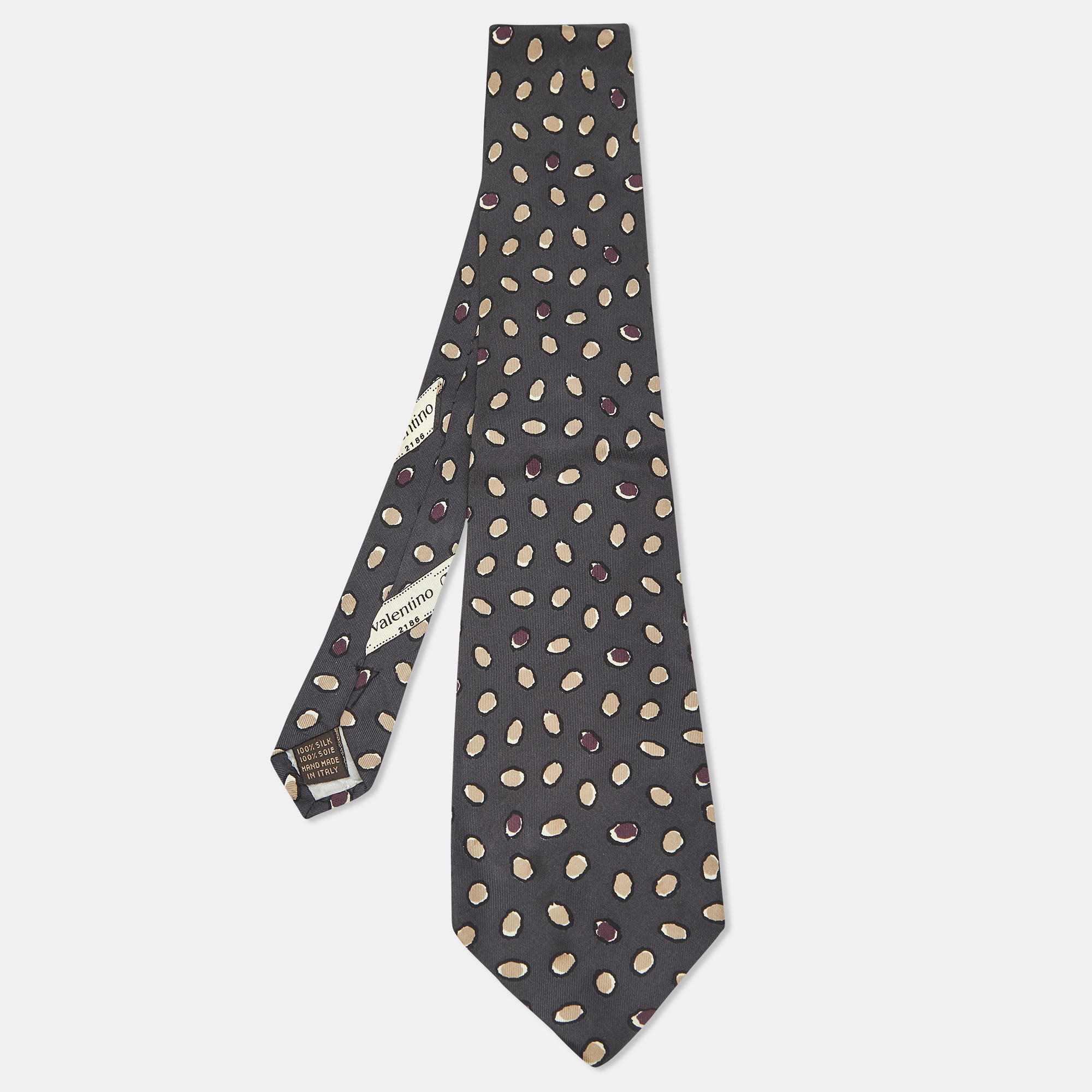 

Valentino Vintage Dark Grey Printed Silk Tie
