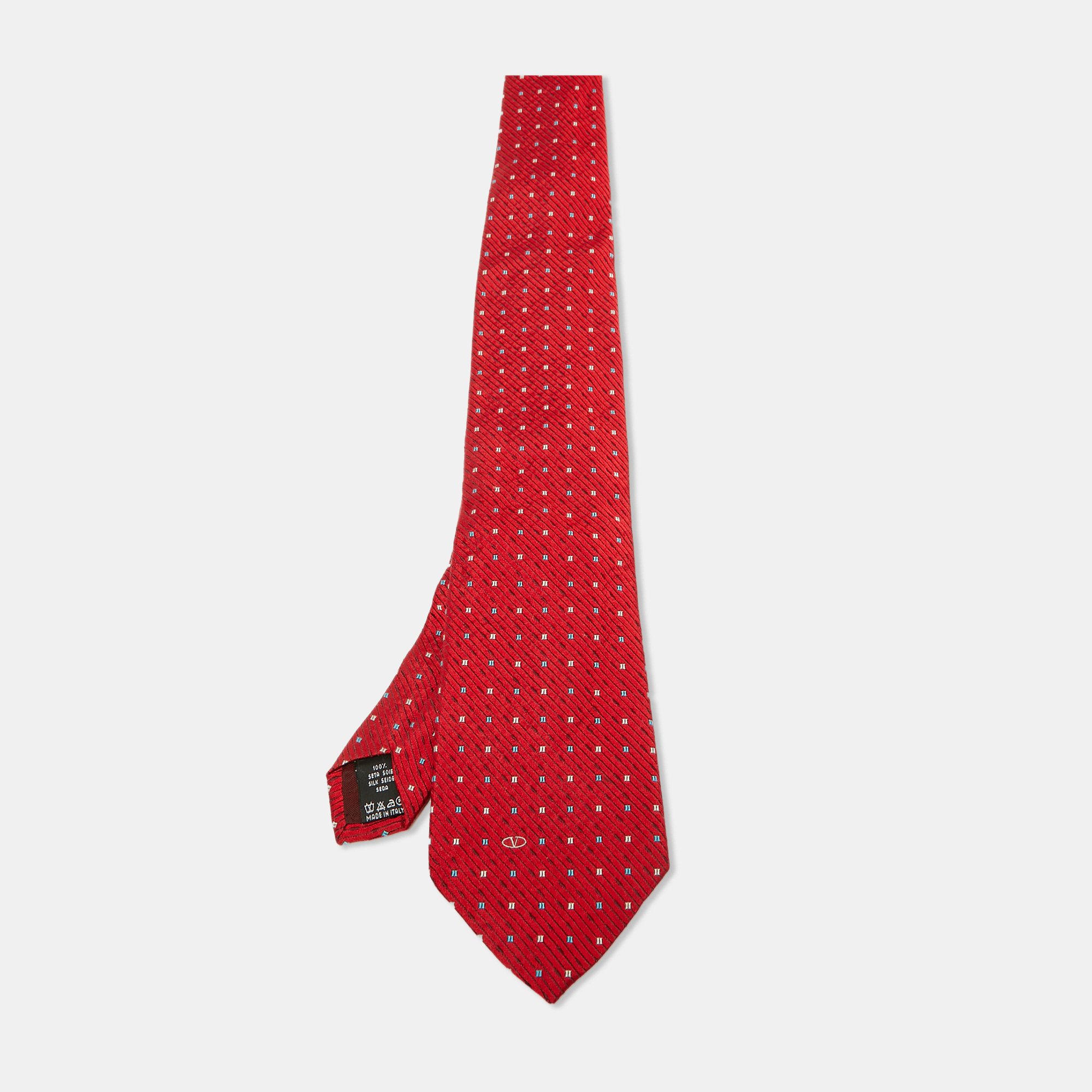 

Valentino Vintage Red Jacquard Silk Traditional Tie