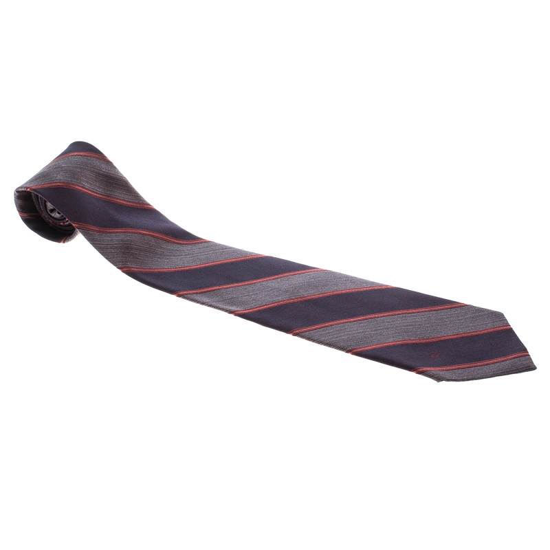 

Valentino Brown Diagonal Striped Traditional Silk Tie