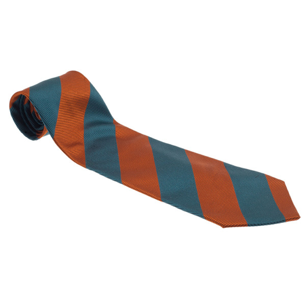 Pre Owned Valentino Two Tone Striped Tie