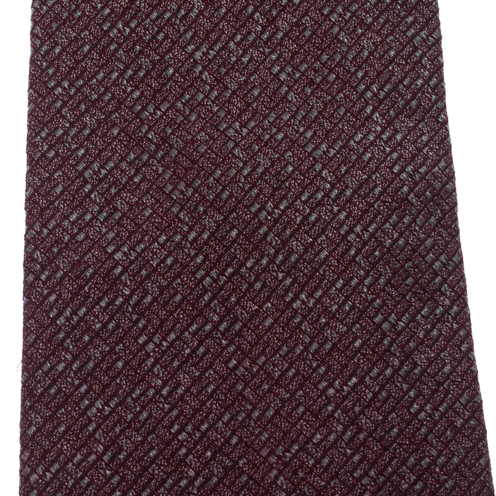 

Valentino Burgundy & Grey Patterned Jacquard Silk Traditional Tie
