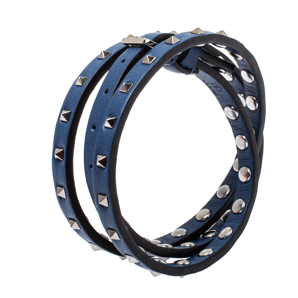 

Valentino Rockstud Navy Blue Leather Multi Wrap Bracelet