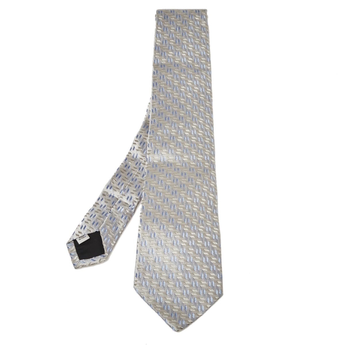 Pre-owned Valentino Garavani Grey Geometric Patterned Silk Jacquard Tie