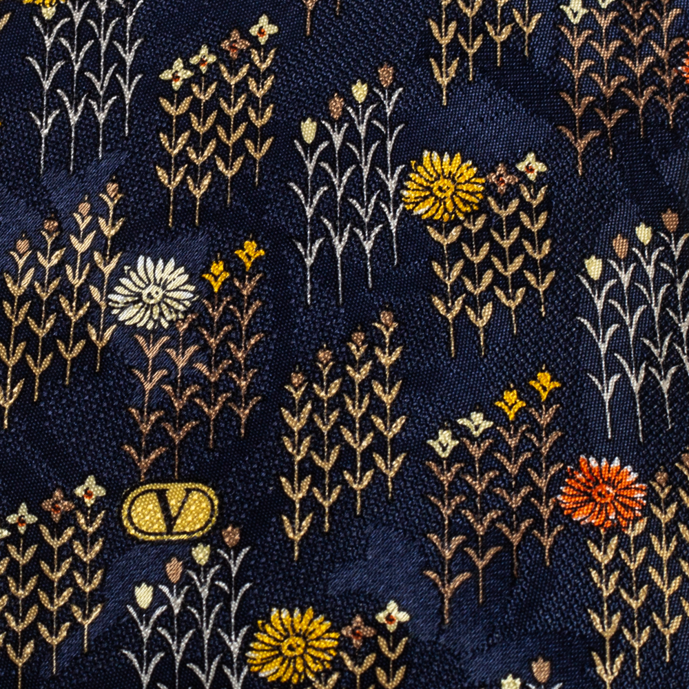 

Valentino Vintage Midnight Blue Floral Jacquard Silk Tie