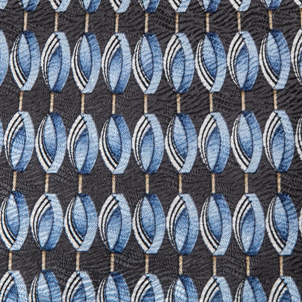 

Valentino Vintage Blue & Grey Printed Traditional Silk Tie