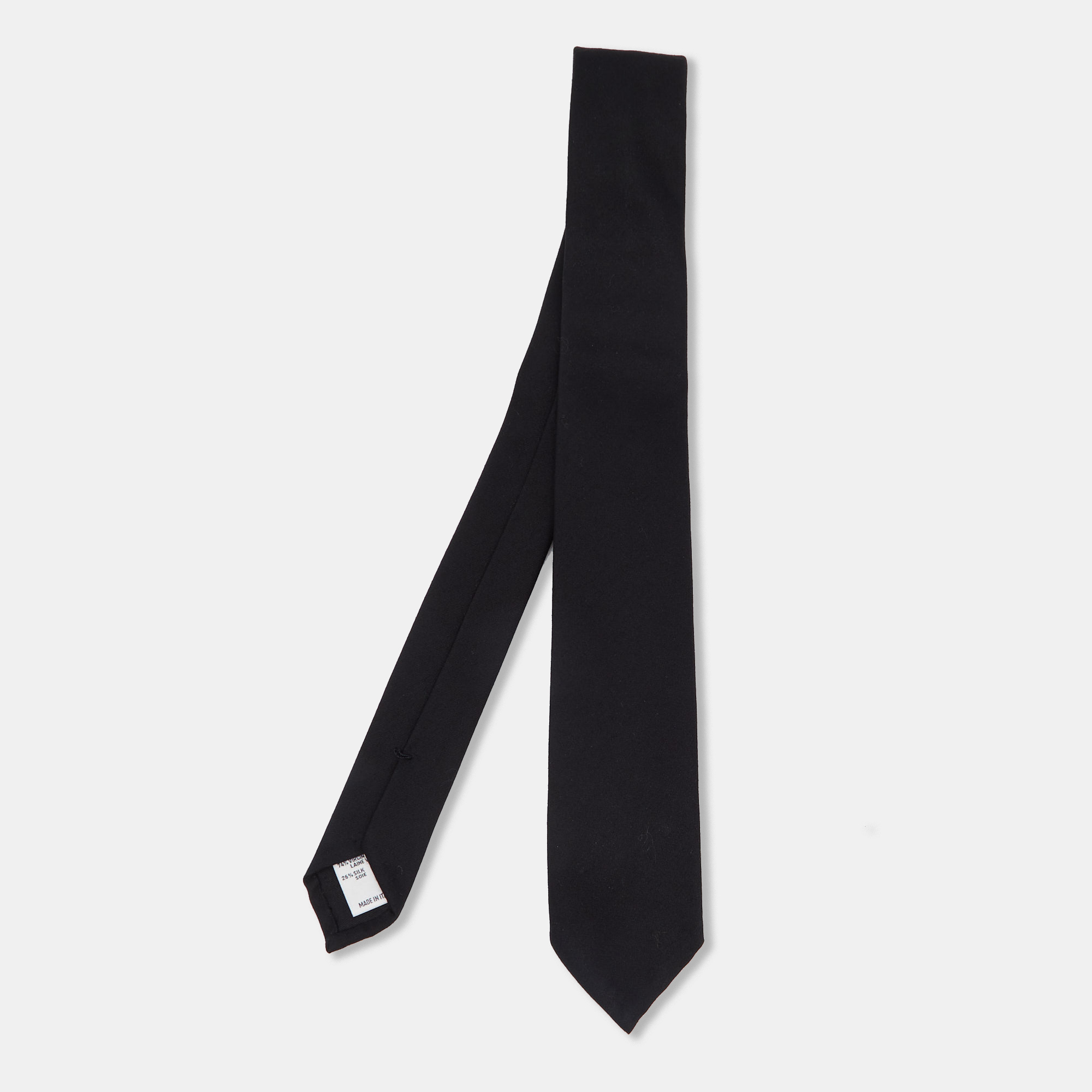 Pre-owned Valentino Garavani Black Silk Wool Skinny Tie