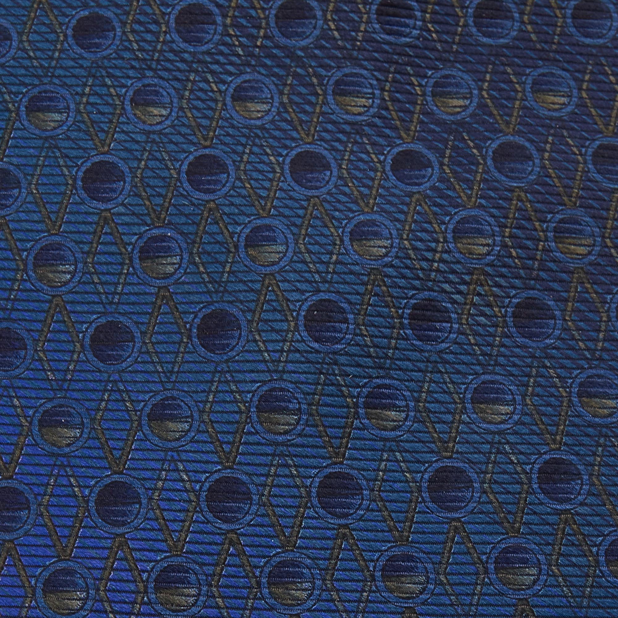 

Valentino Peacock Blue Geometric Motif Silk Tie