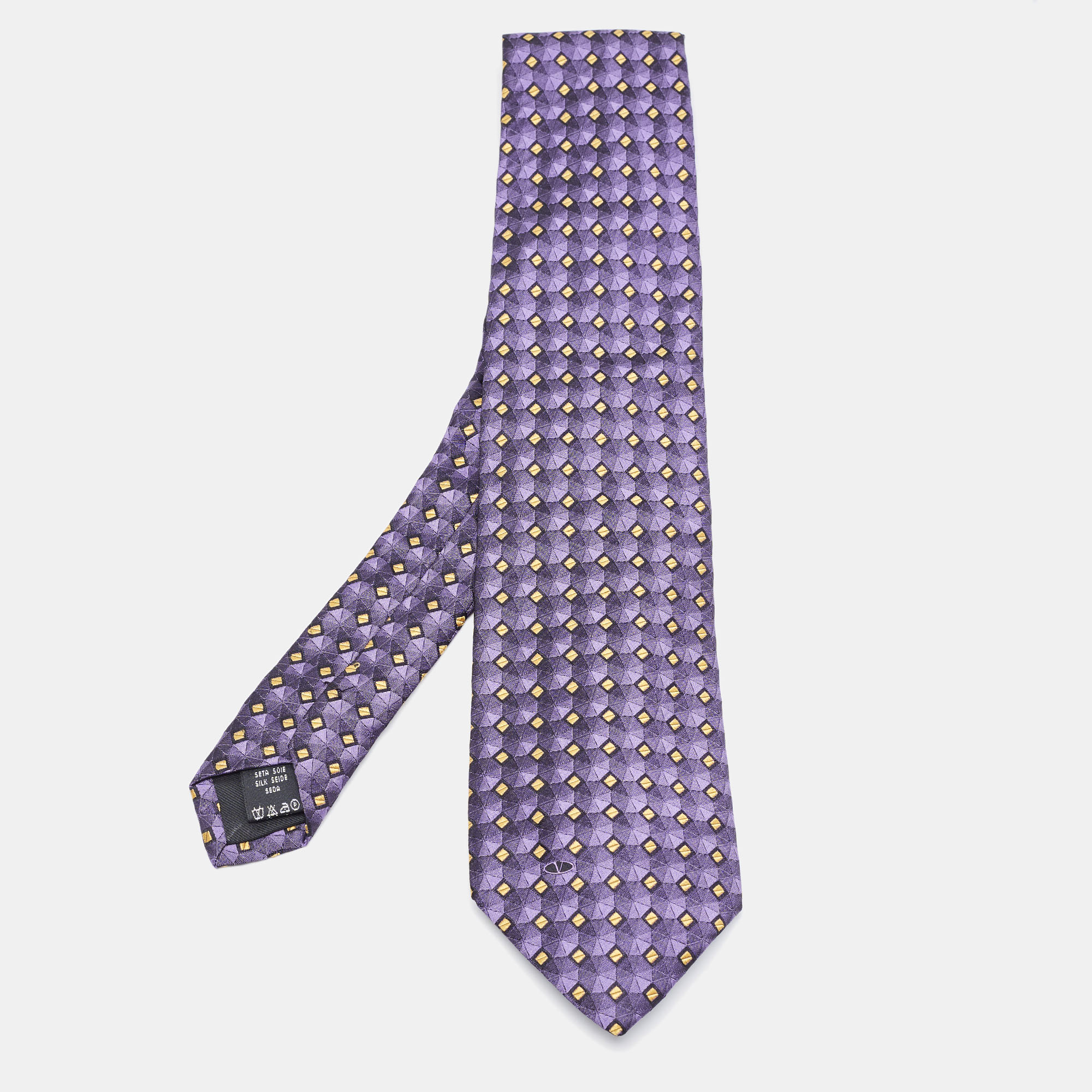 Pre-owned Valentino Garavani Purple Patterned Silk Traditional Tie