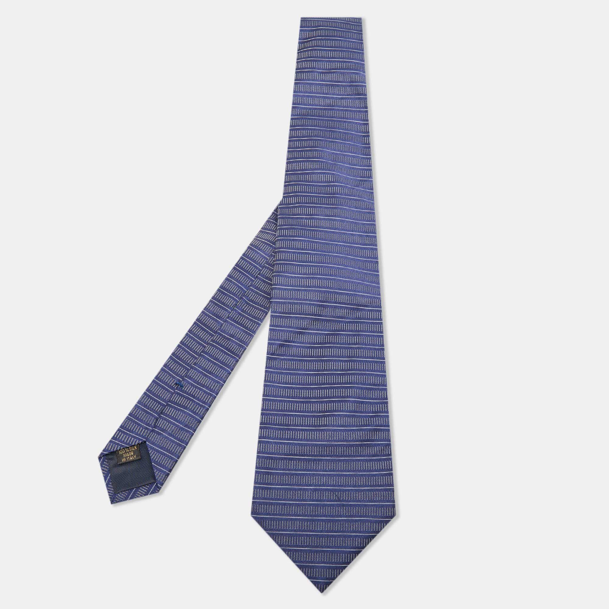 

Valentino Navy Blue Stripe Patterned Silk Tie