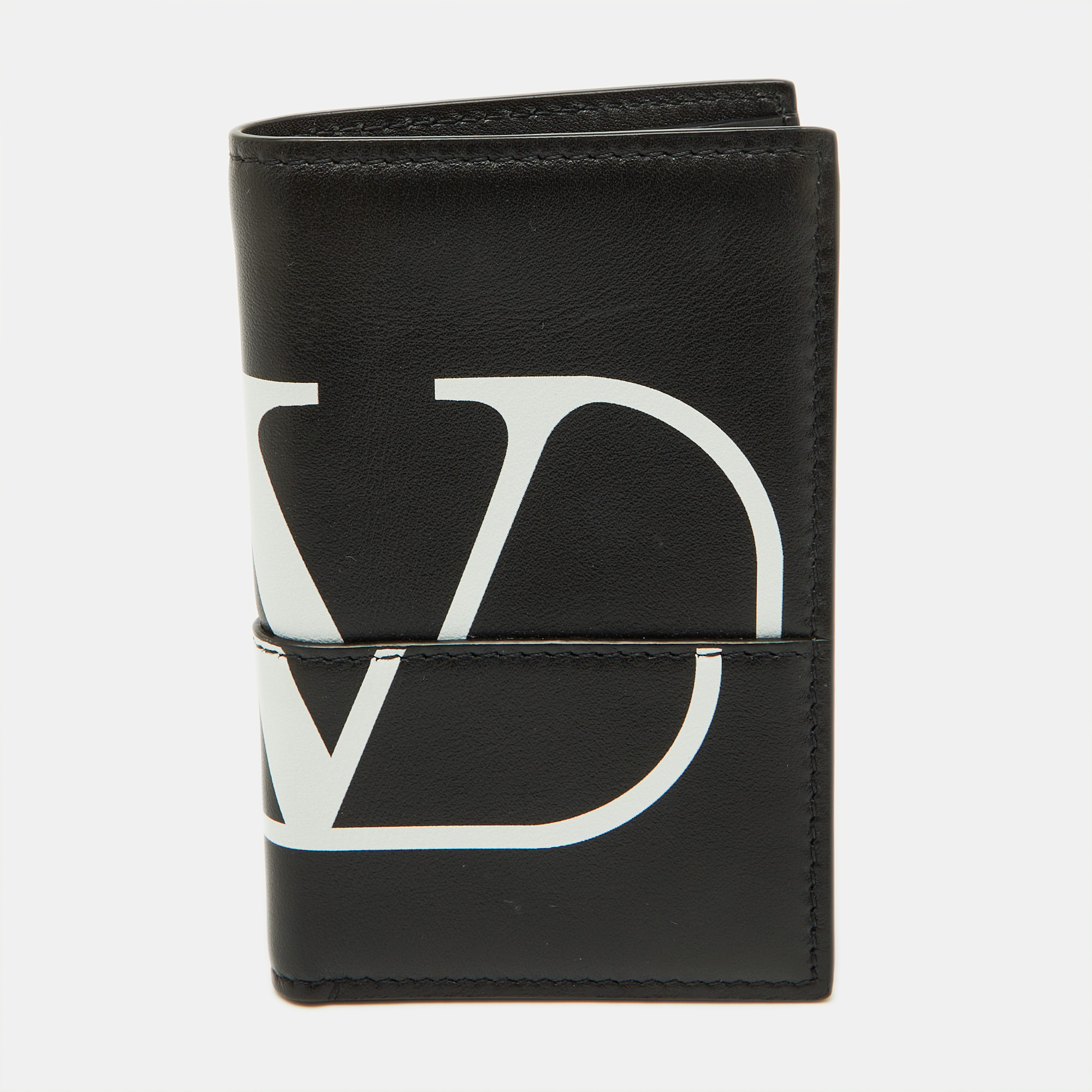 

Valentino Black Leather VLTN Bifold Card Case
