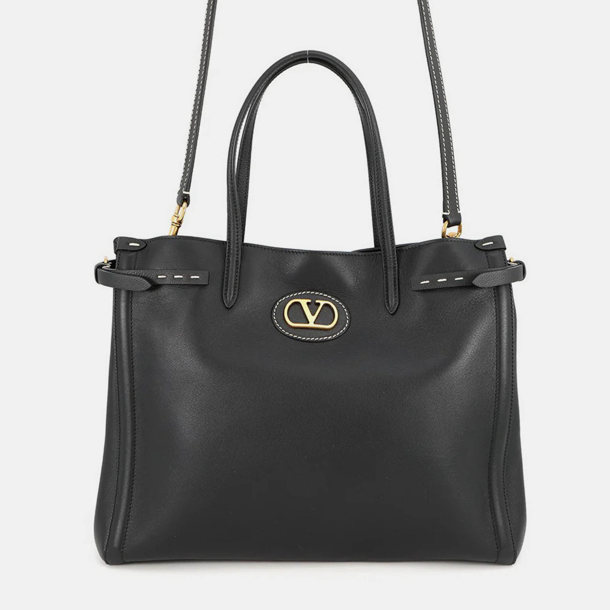 

Valentino Garavani Antibes Medium Tote Black Calf Leather Size Medium