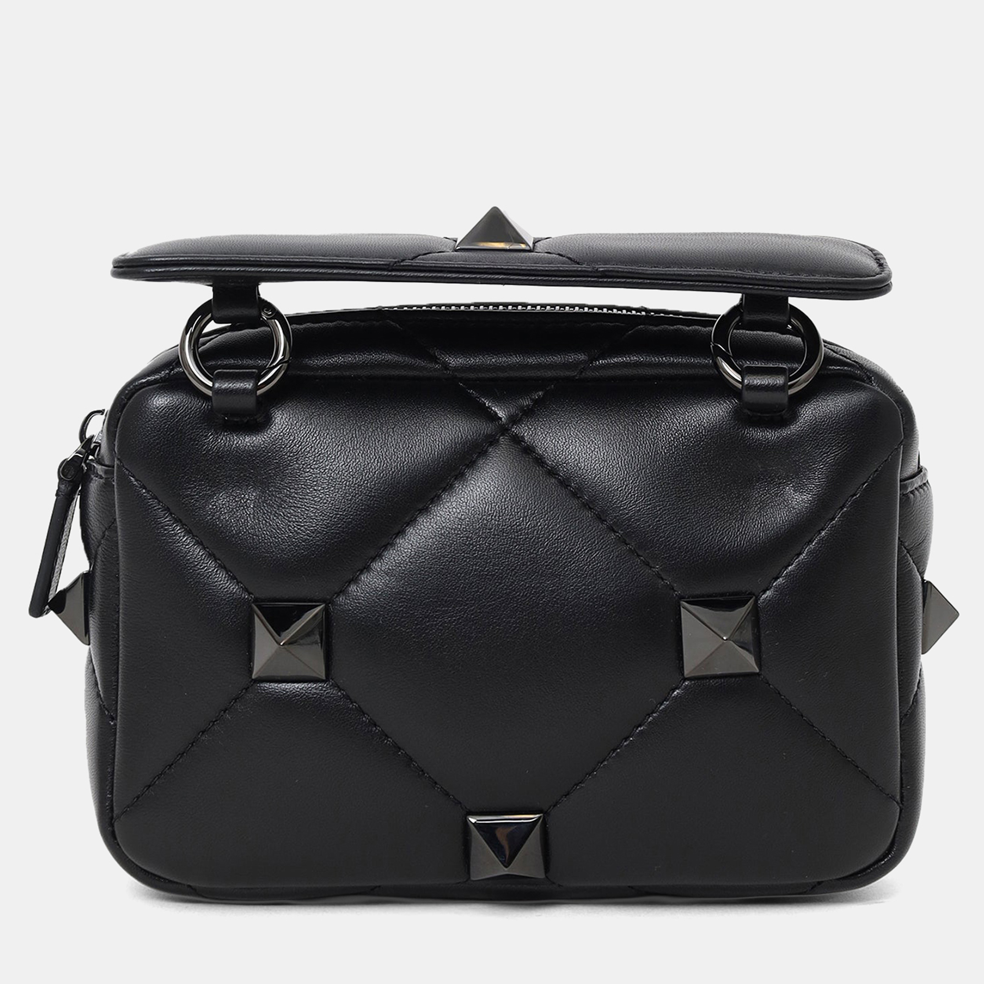 

Valentino Black Nappa Monochrome Roman Stud Crossbody Bag Mens