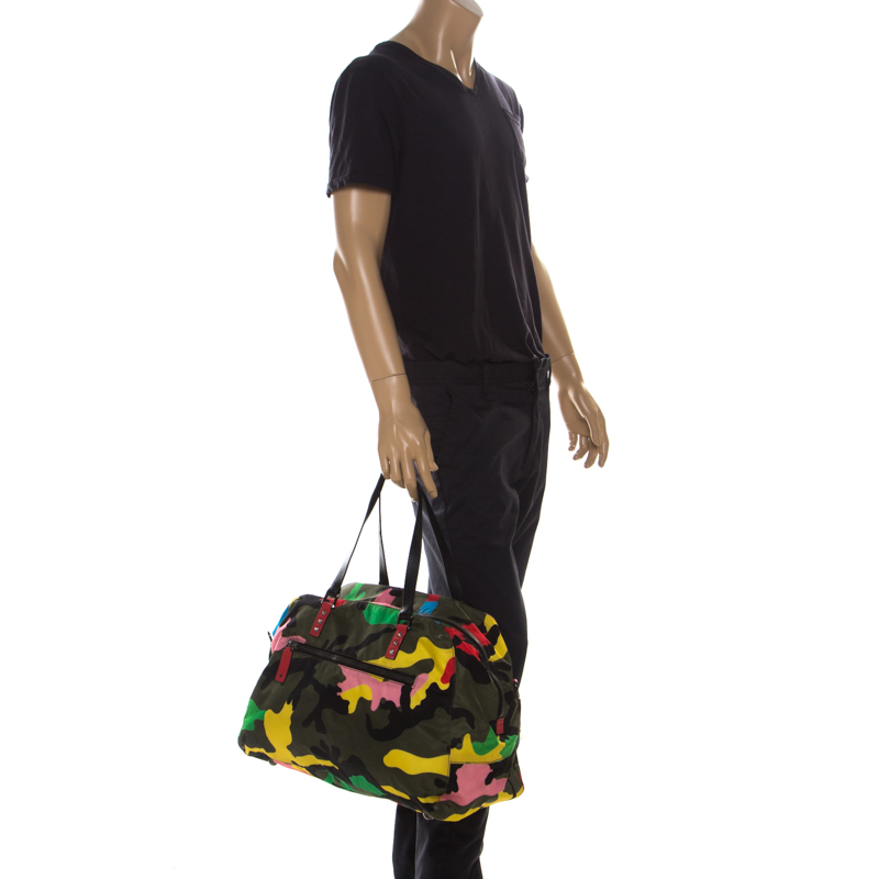 

Valentino Multicolor Nylon Large Rockstud Holdall Duffle Bag