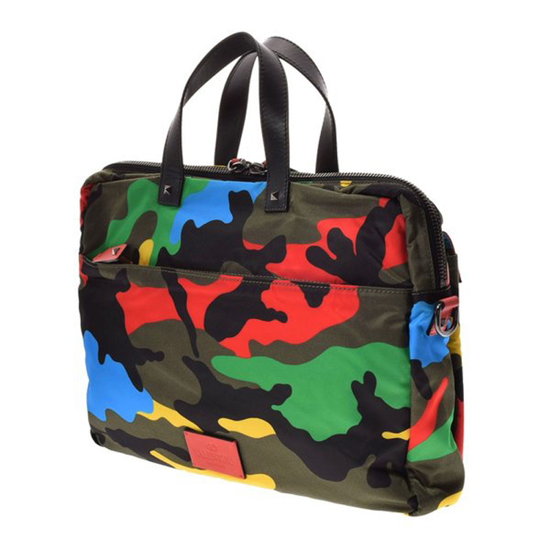 

Valentino Multicolor Camouflage Nylon Galavani Briefcase