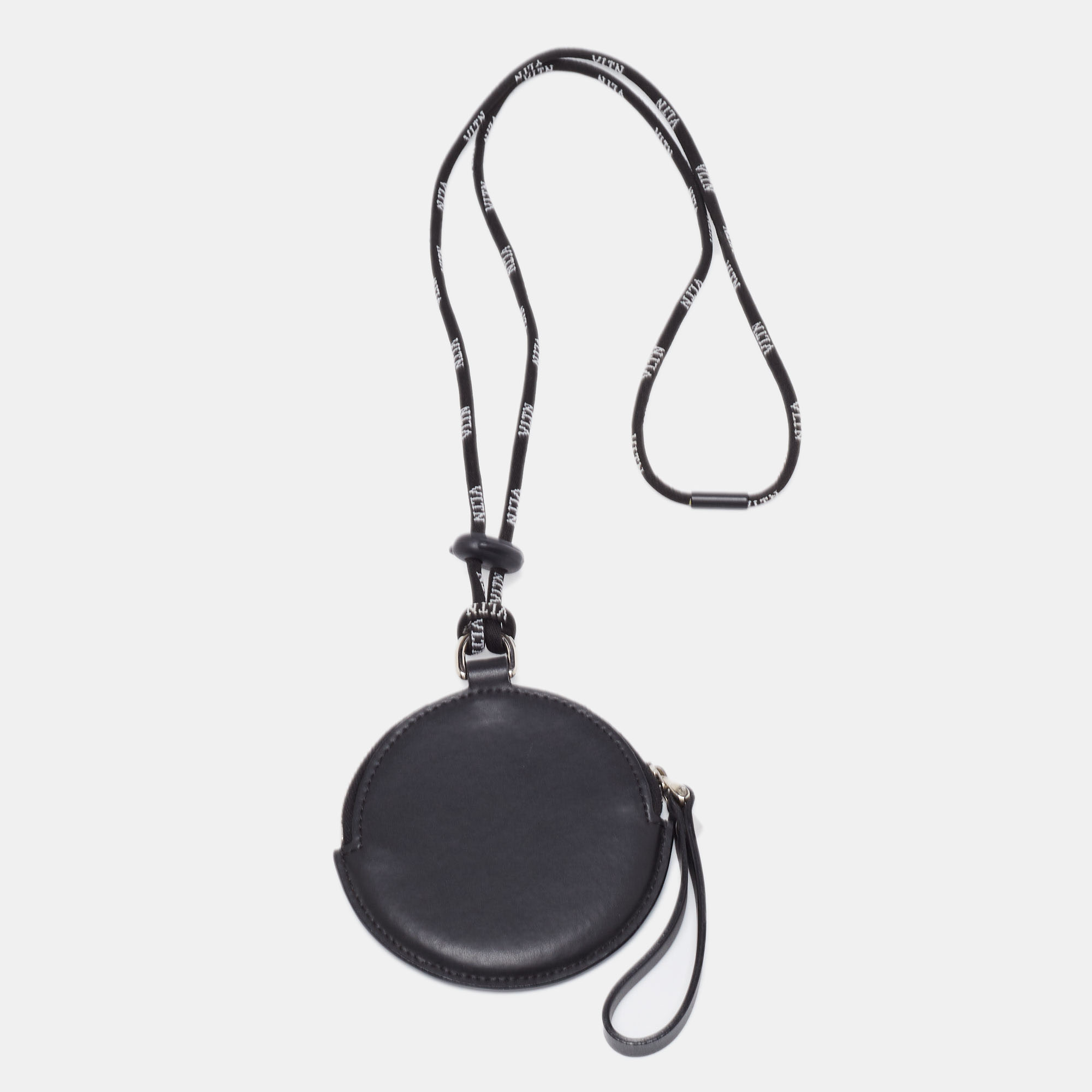 

Valentino Black Leather VLTN Lanyard Coin Purse