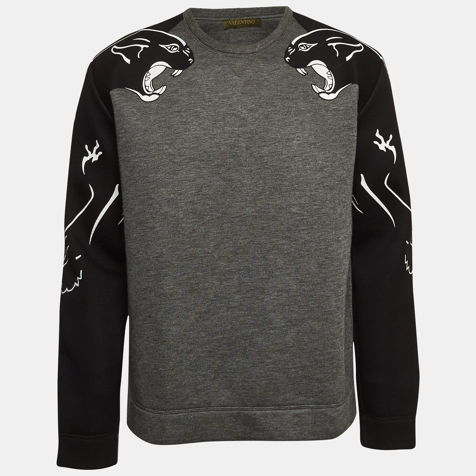 

Valentino Grey Panther Print Neoprene Sweatshirt M