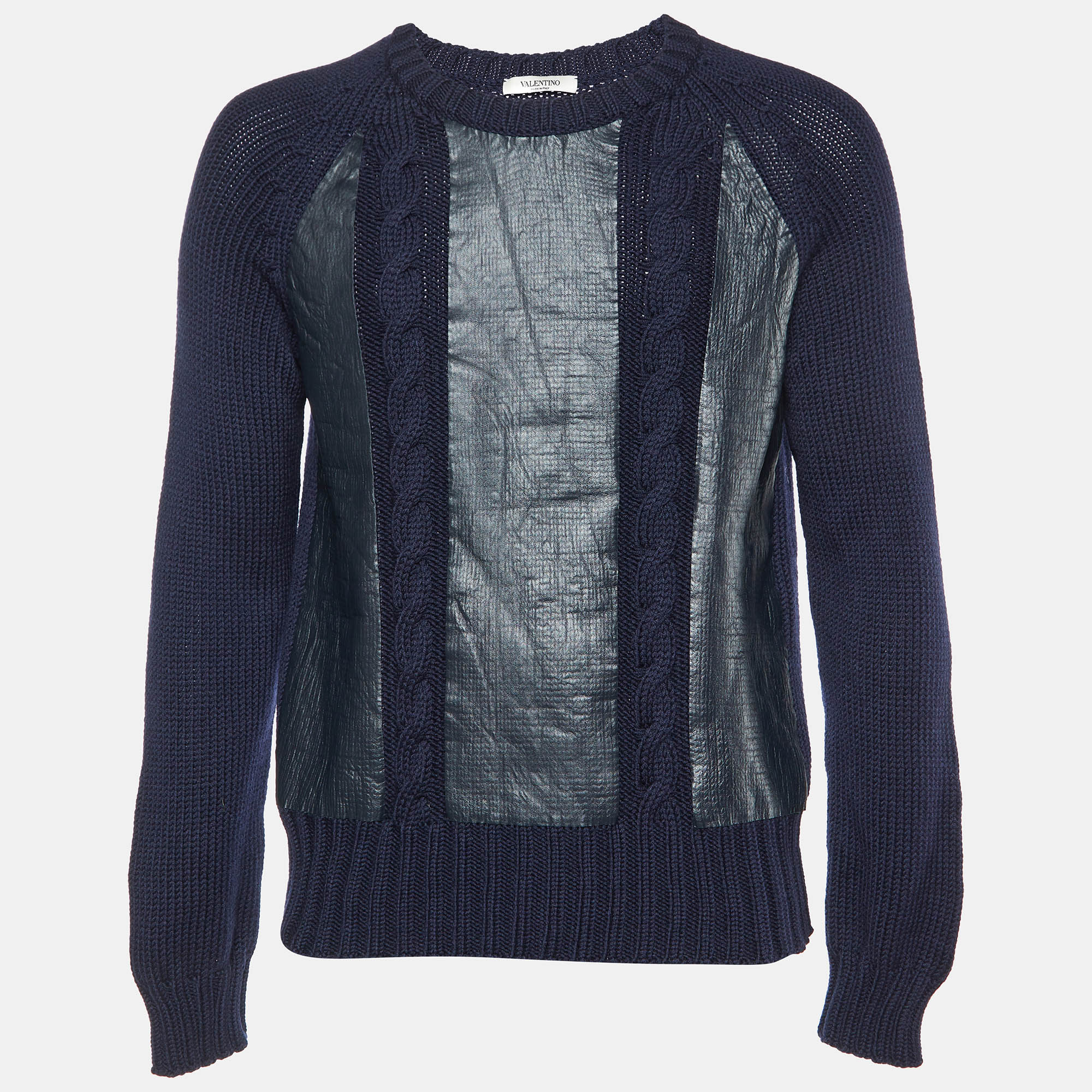 

Valentino Navy Blue Printed Wool Knit Jumper XS
