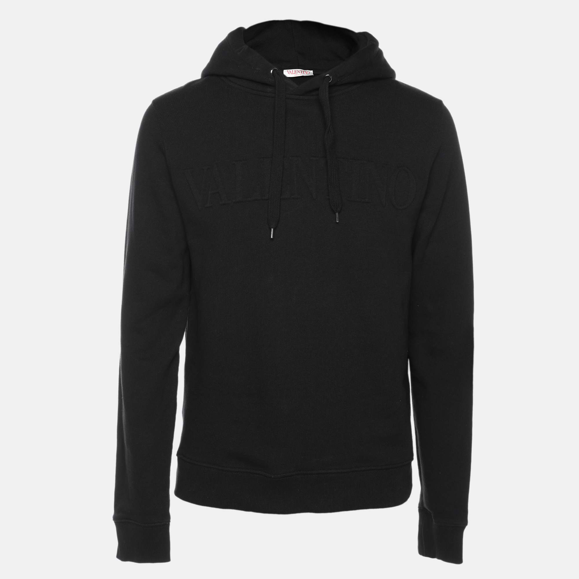 

Valentino Black Cotton Knit Logo Embossed Hoodie M