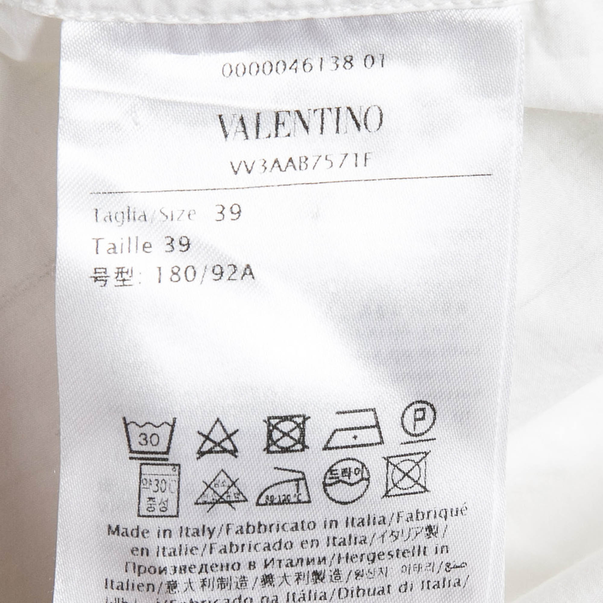 Valentino White Printed Cotton Button Front Shirt M 
