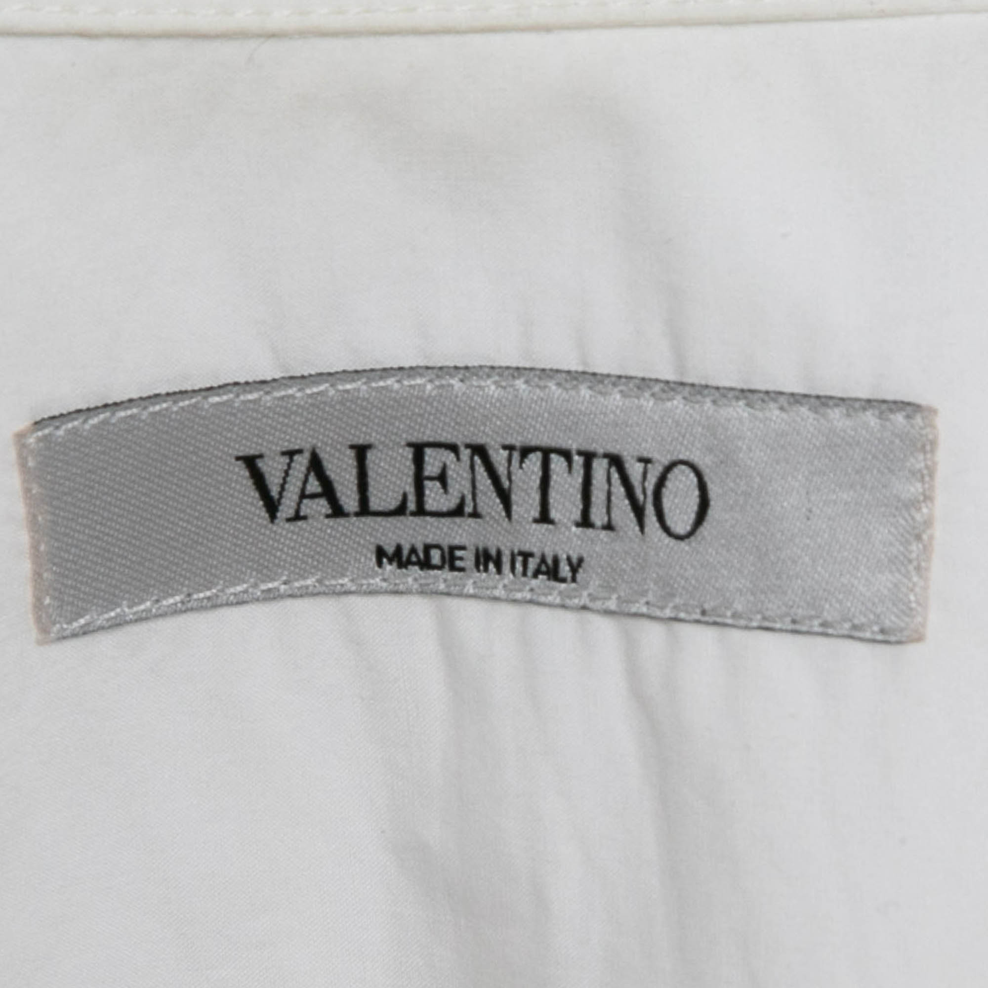 Valentino White Printed Cotton Button Front Shirt M 