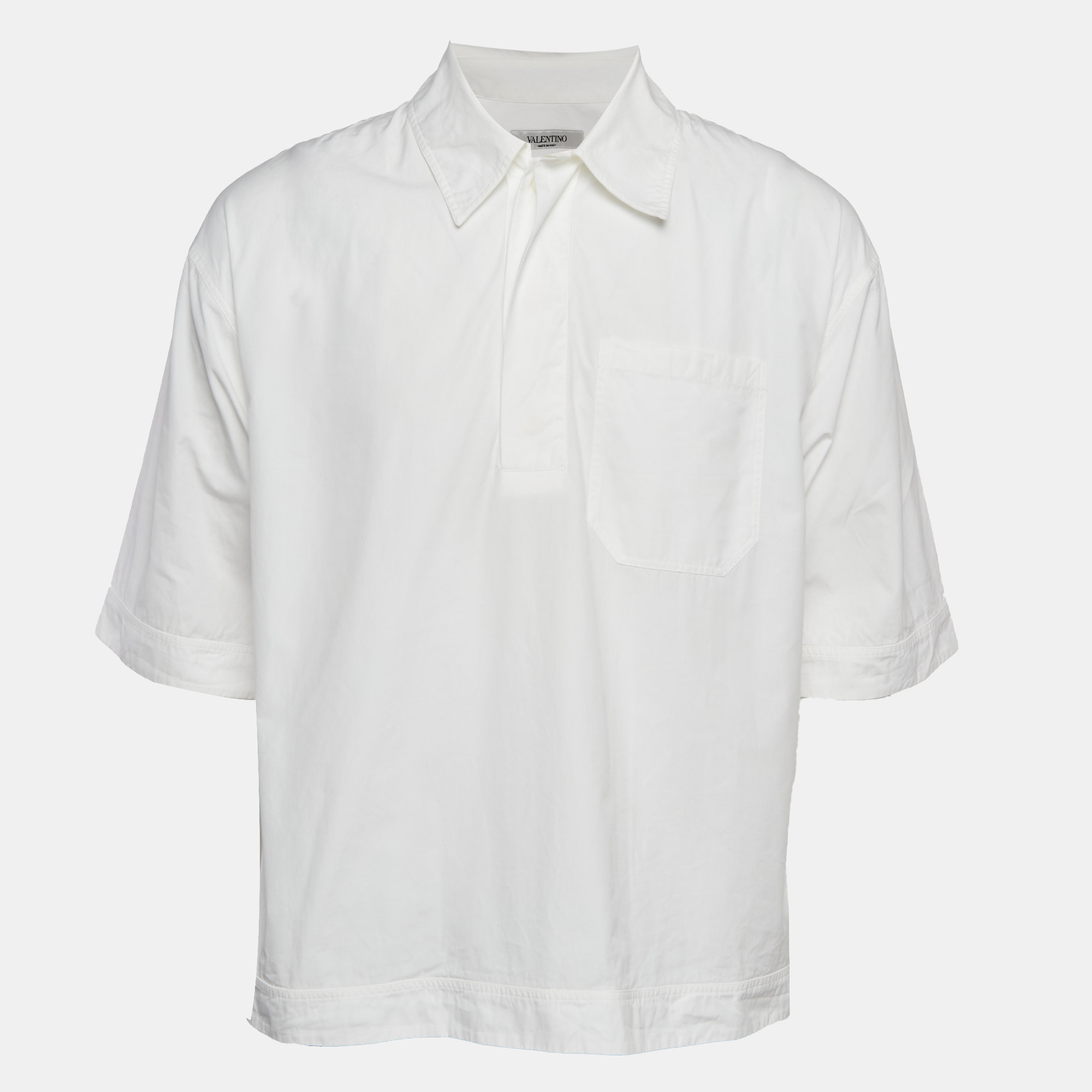 

Valentino White Cotton Half Placket Shirt M