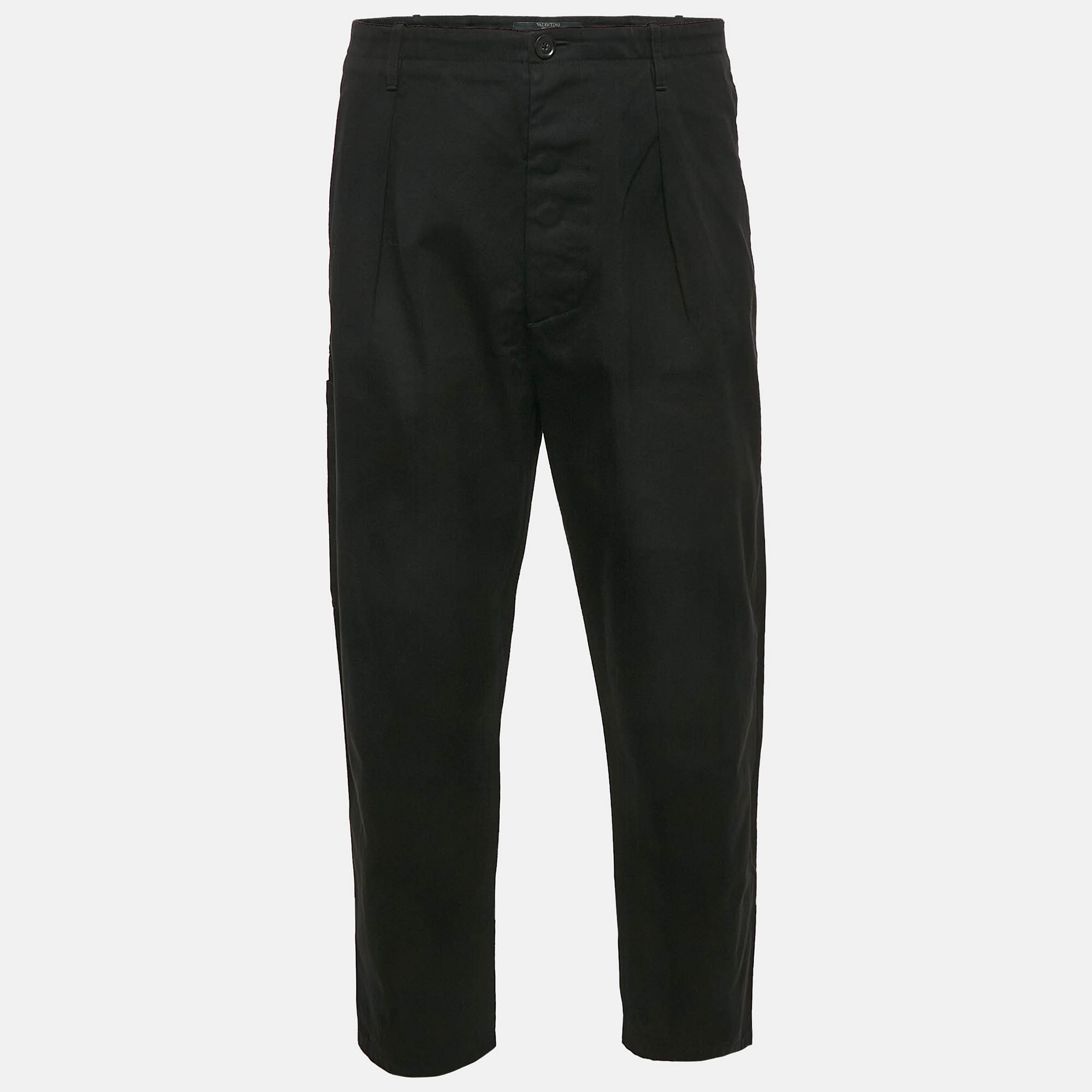 

Valentino Black Gabardine Tapered Cargo Pants XXL