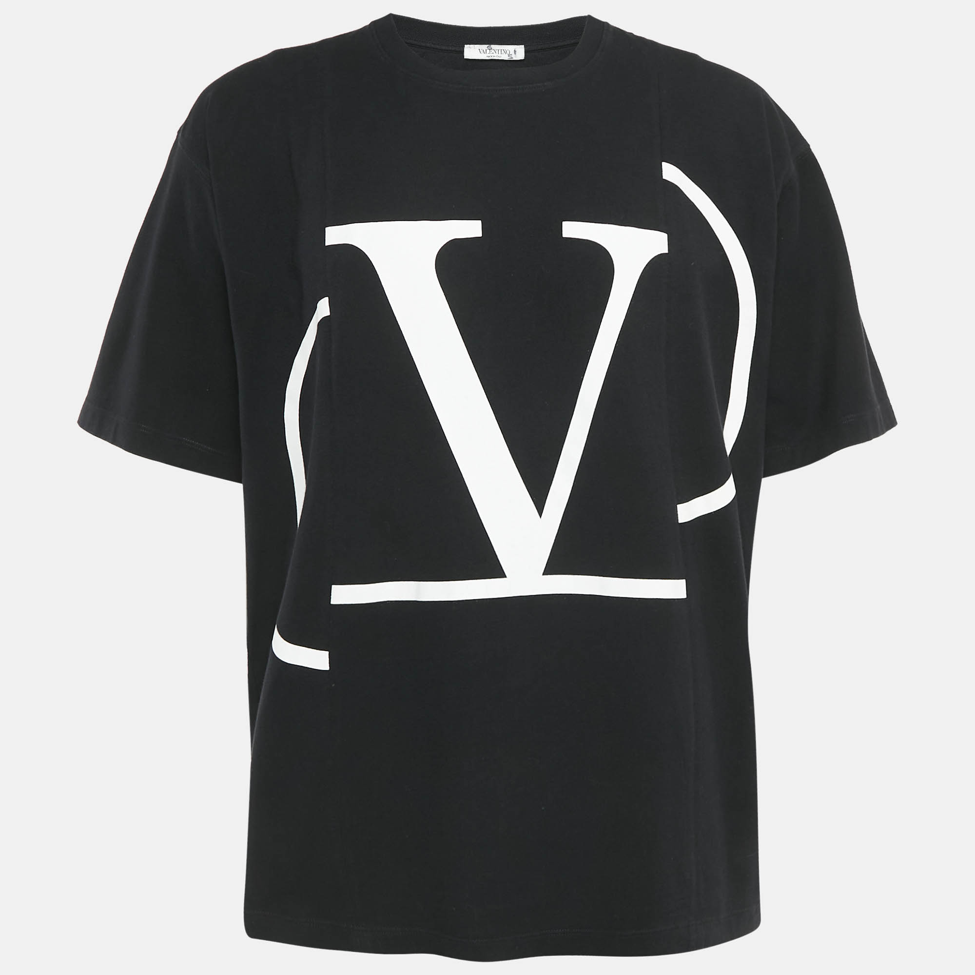 

Valentino Black Logo Print Cotton Crew Neck T-Shirt L