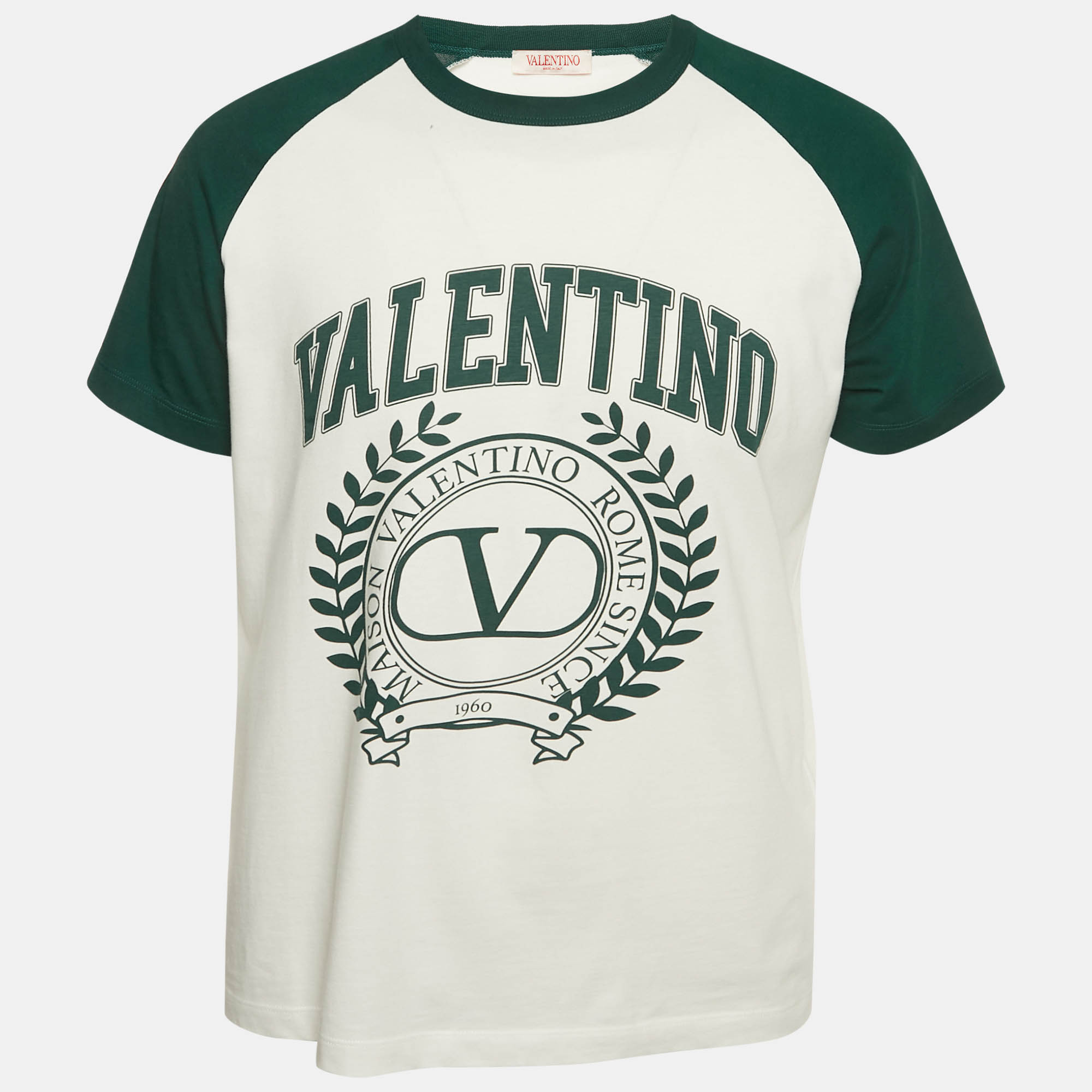 

Valentino White/Green Printed Jersey Raglan Sleeve T-Shirt M