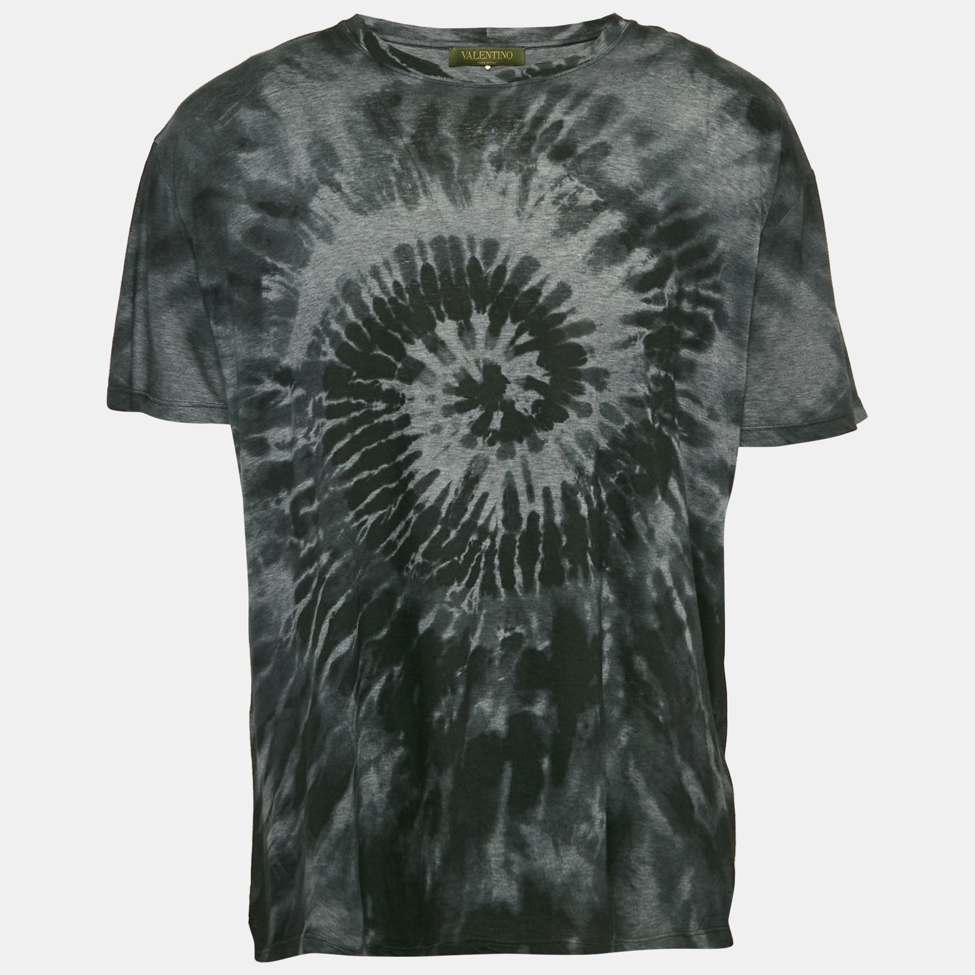 

Valentino Black Tie Dye Print Jersey Crewneck T-Shirt XL, Grey