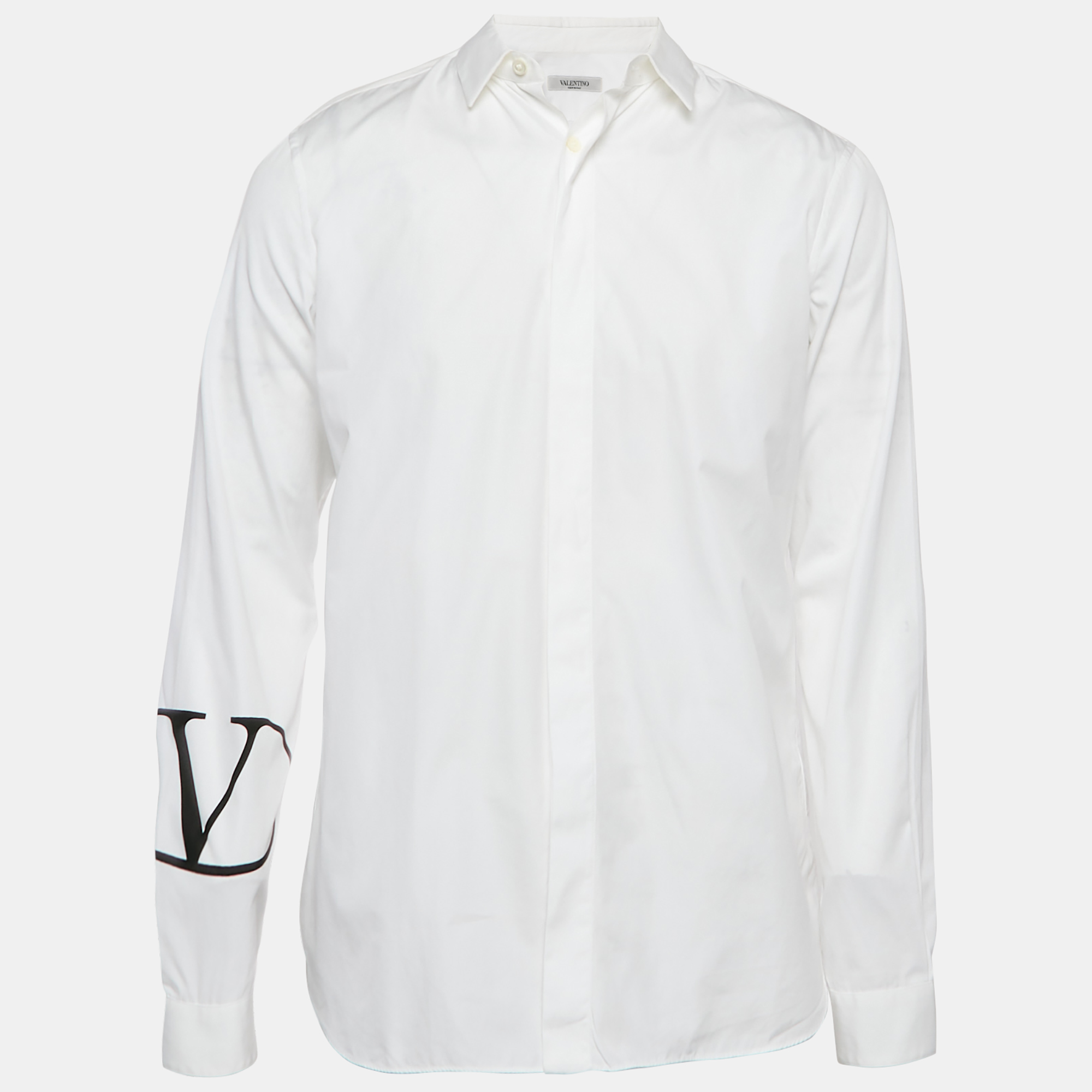 

Valentino White Cotton Vlogo Print Sleeve Shirt M