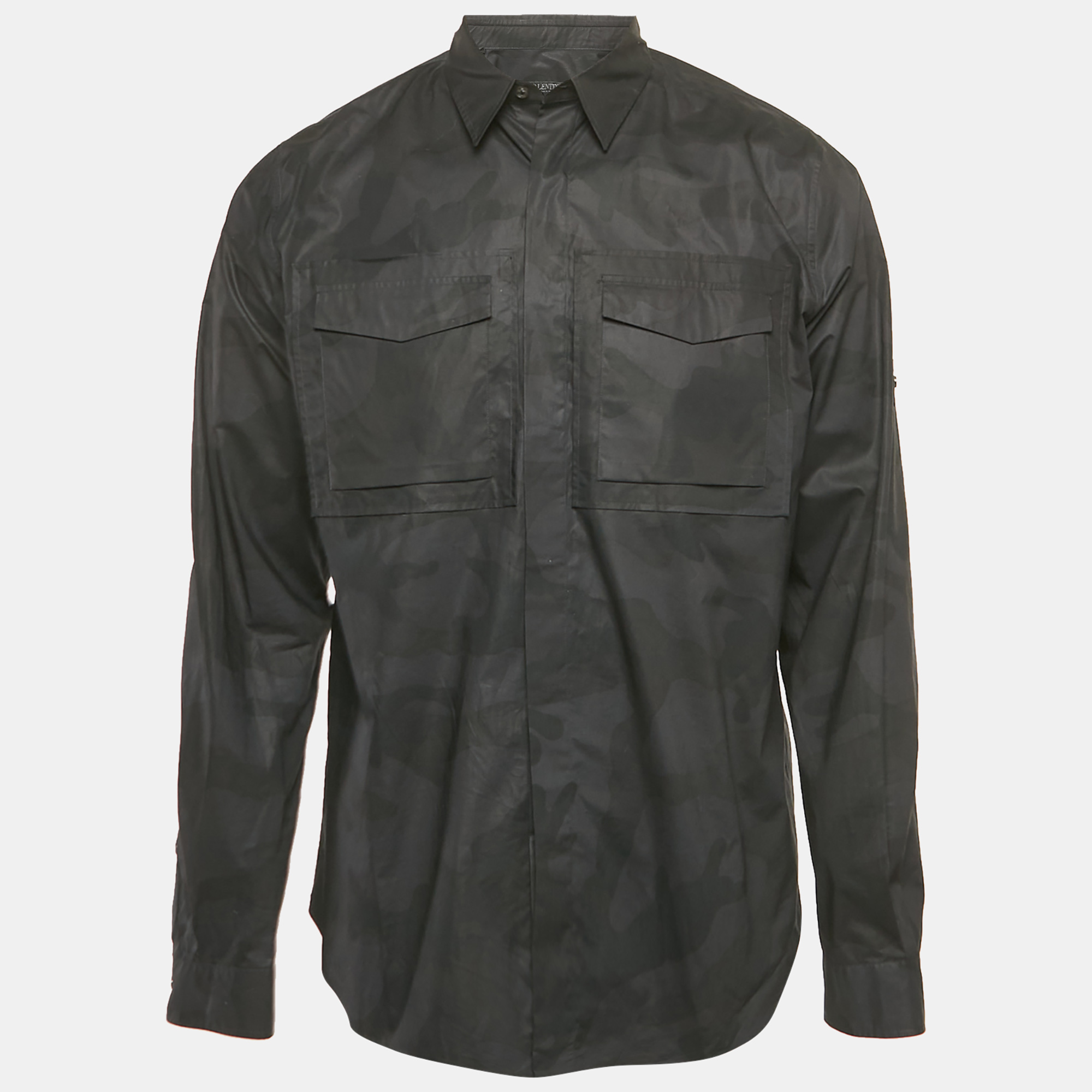 

Valentino Black Camouflage Cotton Long Sleeve Shirt L