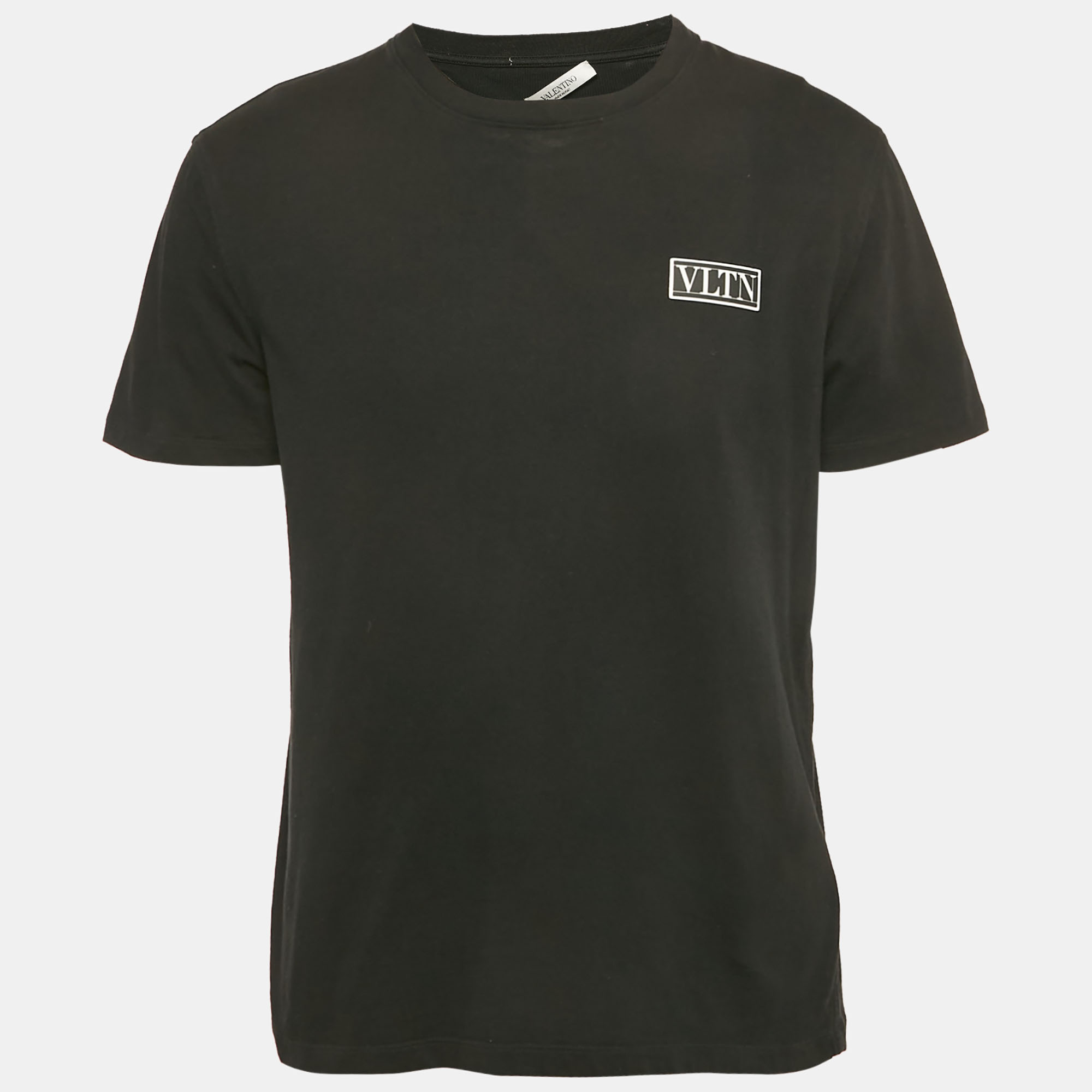 

Valentino Black Logo Applique Detail Cotton Crew Neck T-Shirt L