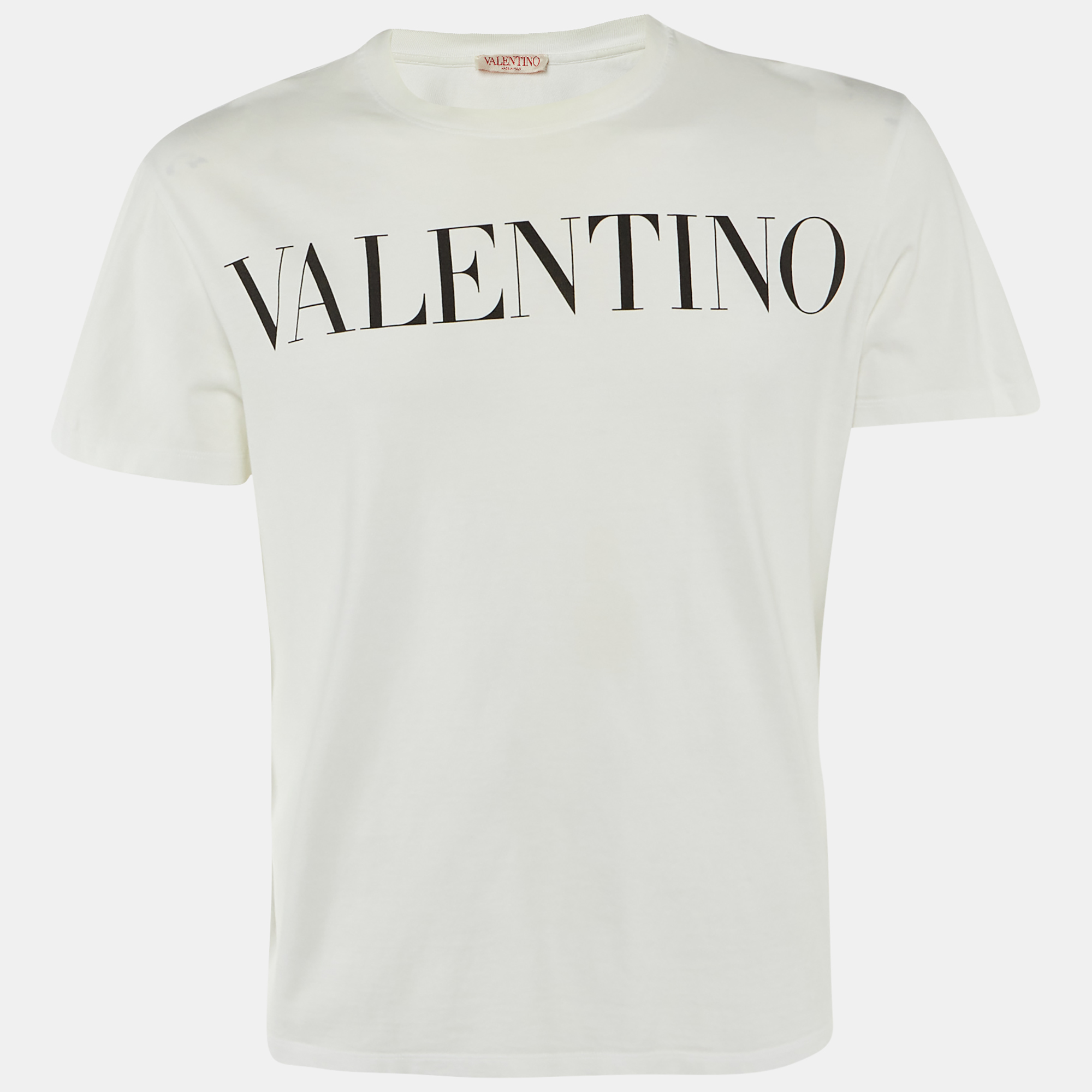 

Valentino White Logo Print Cotton Crew Neck T-Shirt M
