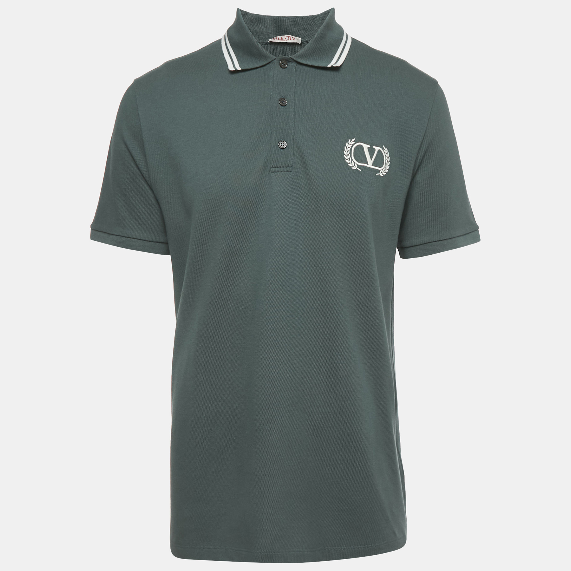

Valentino Green Logo Embroidered Pique Polo T-Shirt XL