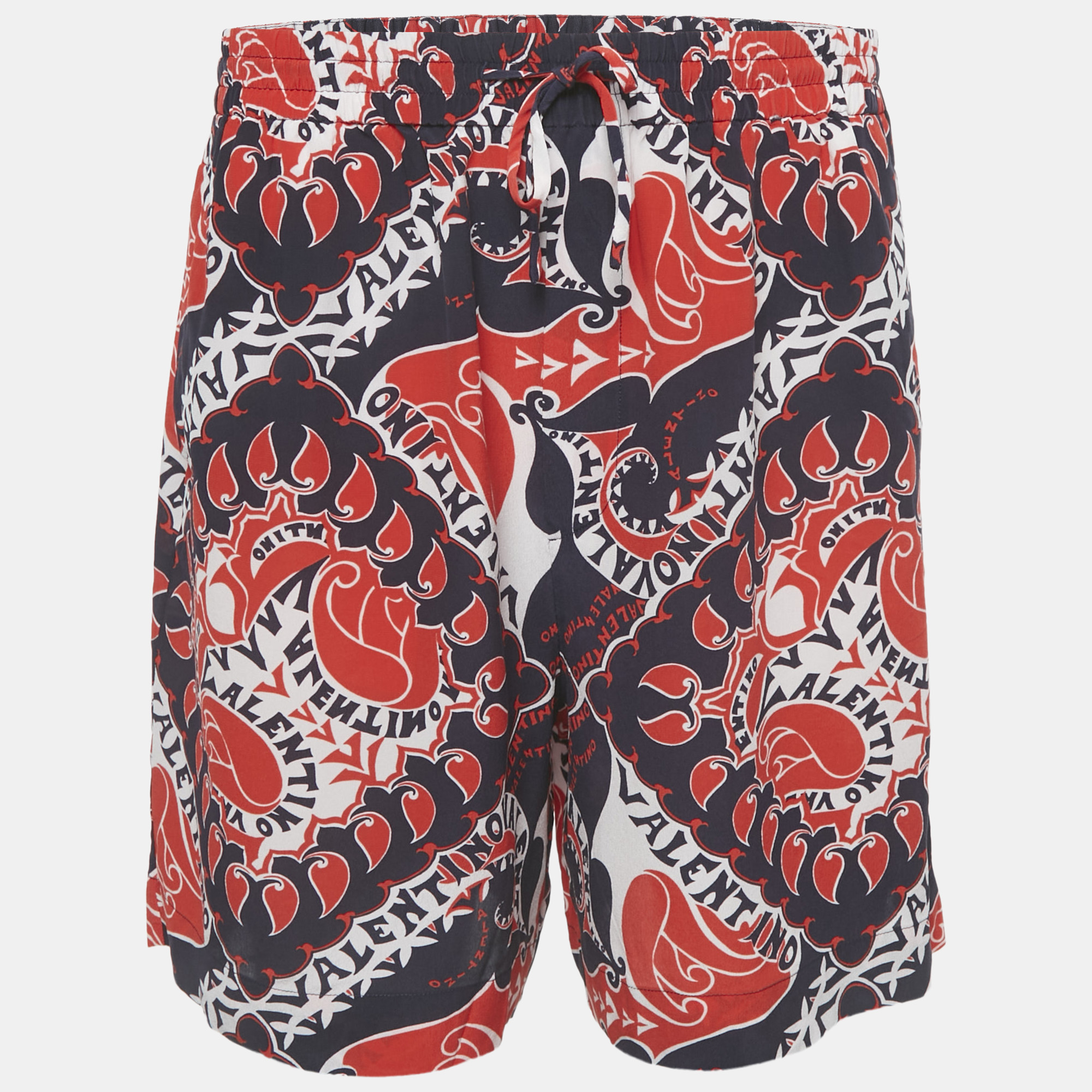 

Valentino Red/Blue Printed Silk Shorts L