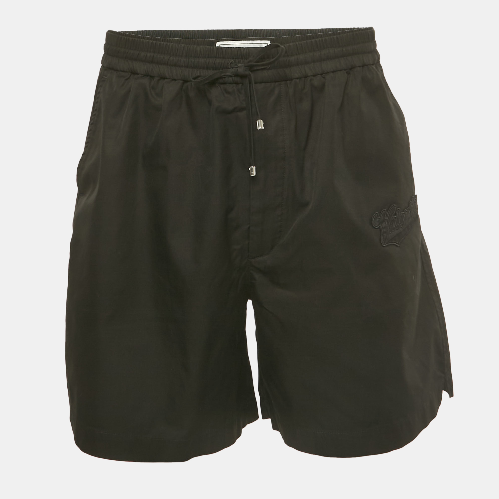 

Valentino Black Logo Embroidered Cotton Shorts L