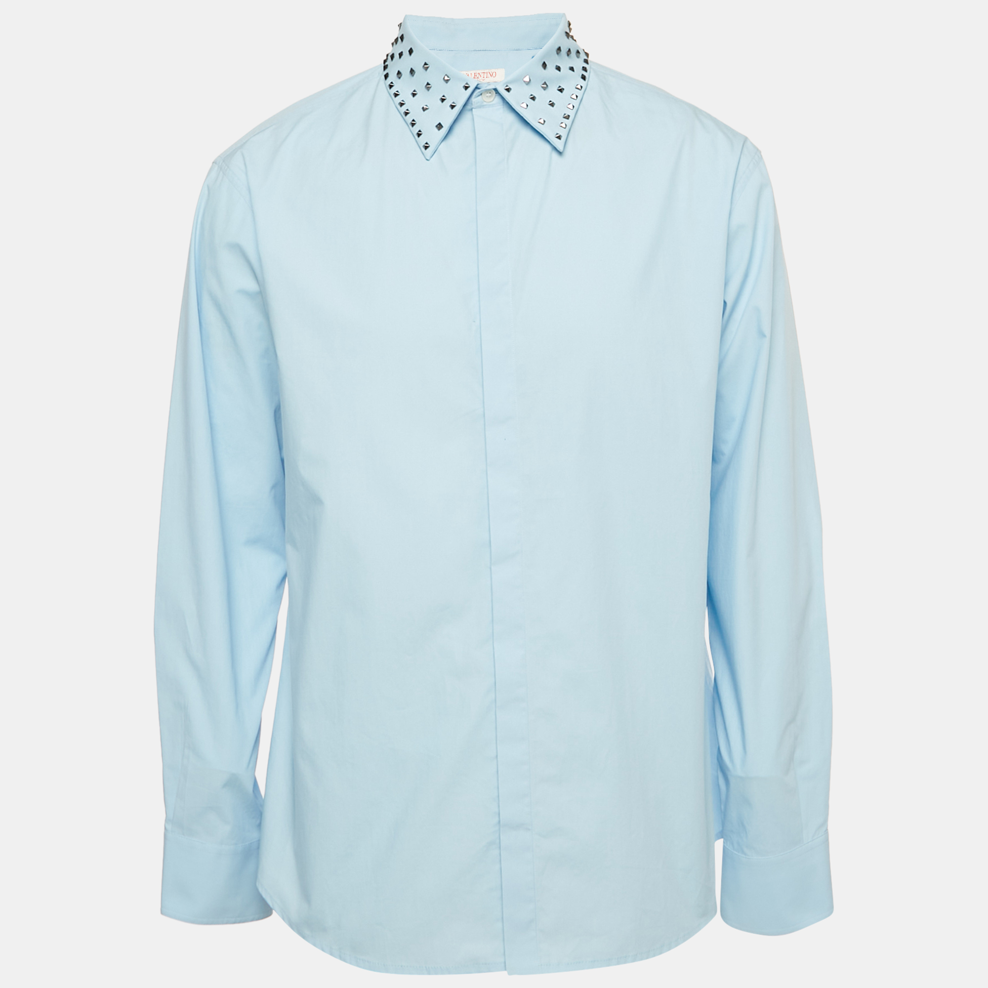 

Valentino Blue Rockstead Embellished Cotton Shirt XL