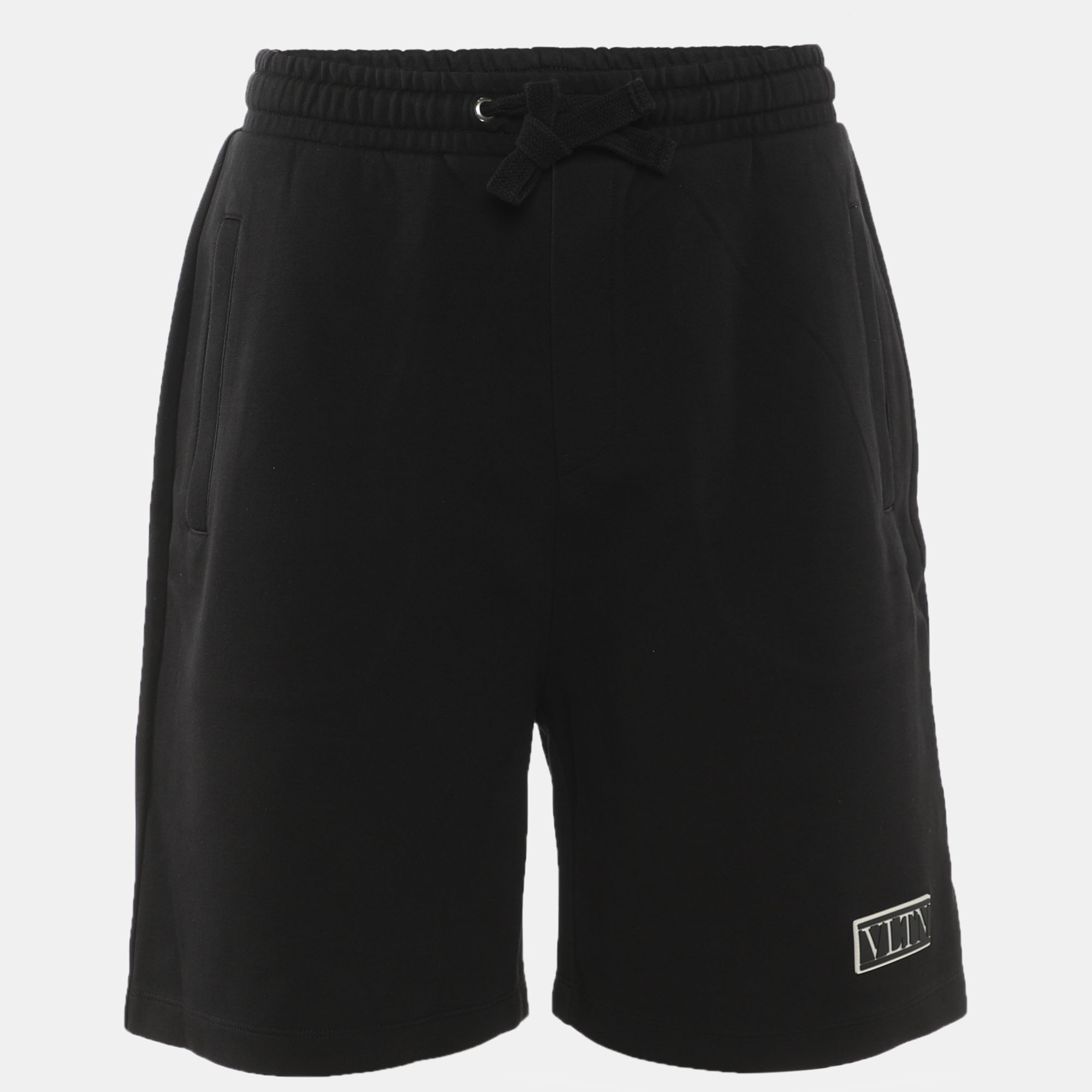 

Valentino Black Logo Applique Cotton Shorts S