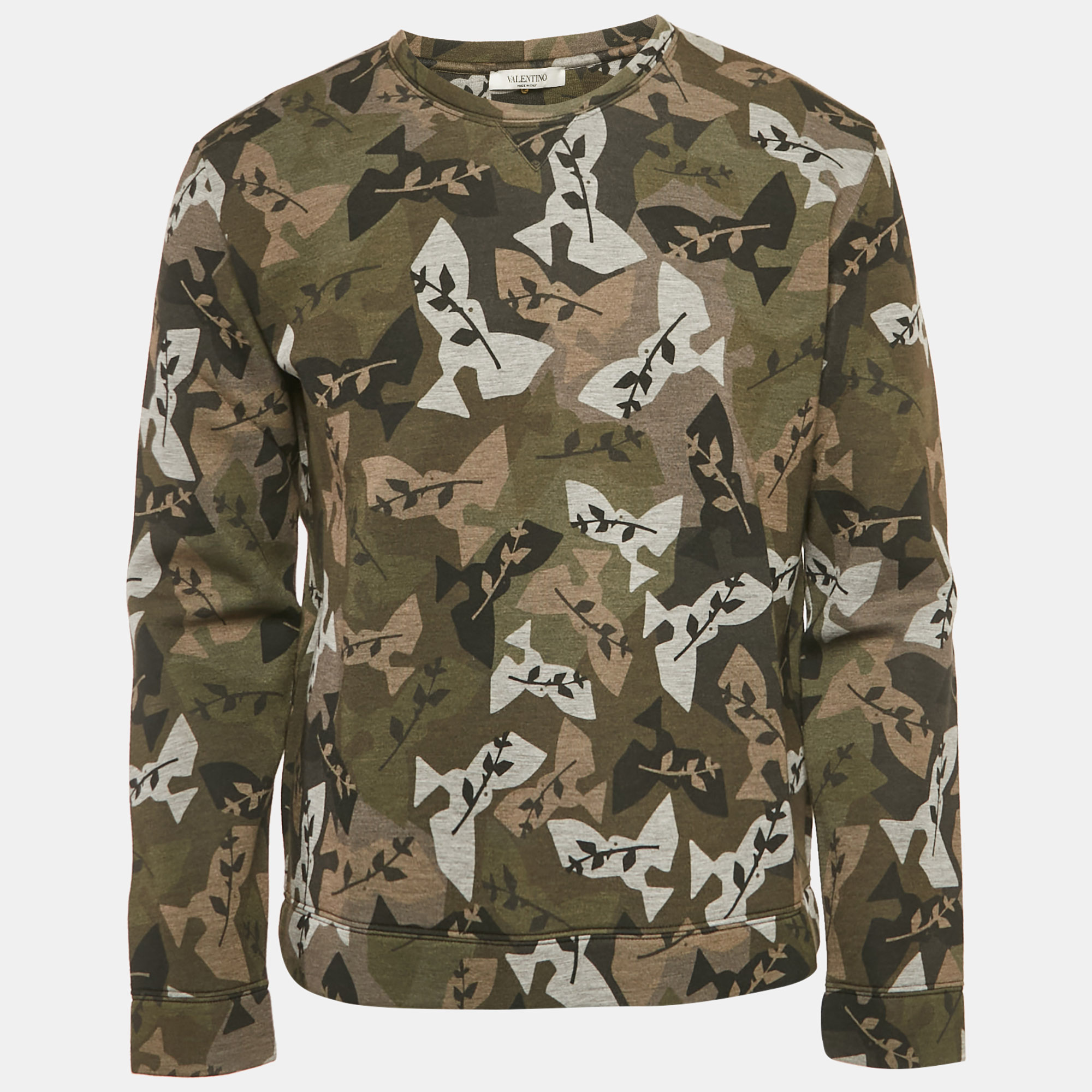 

Valentino Green Camouflage Print Neoprene Sweatshirt M