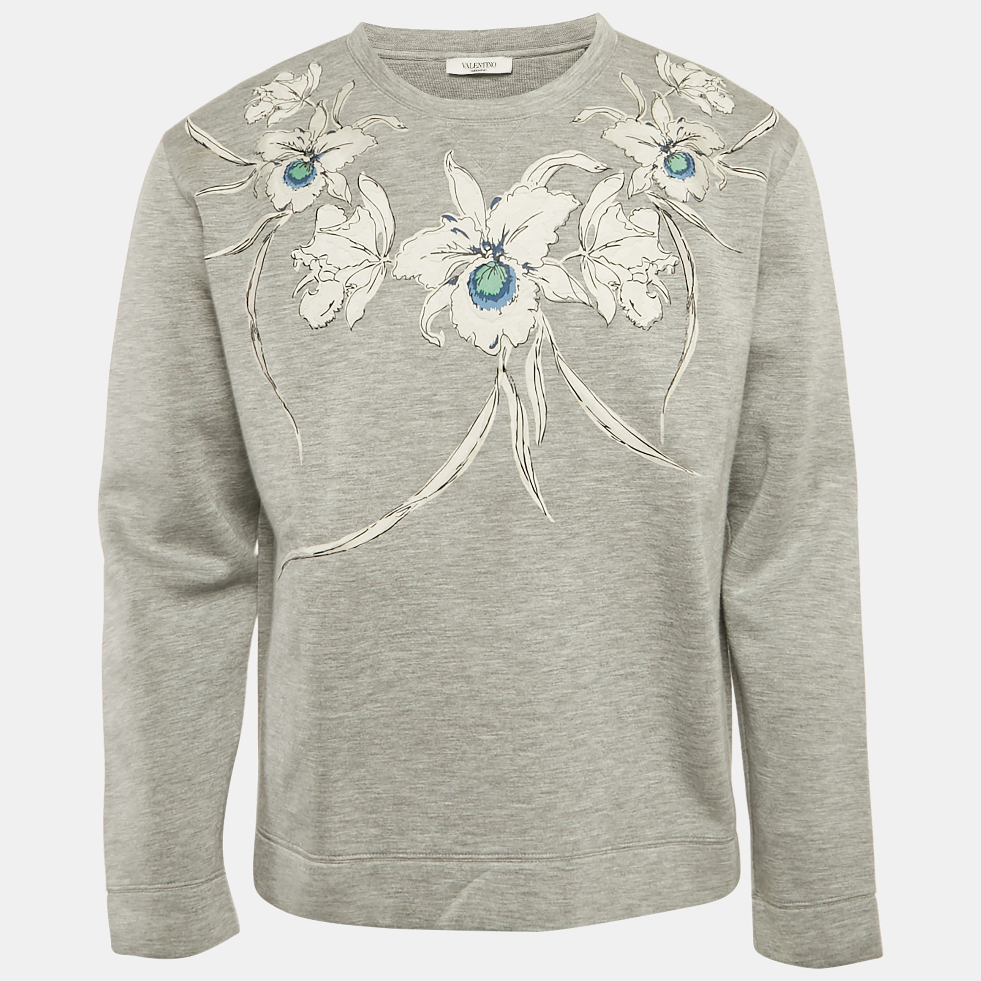 

Valentino Grey Floral Print Neoprene Sweatshirt L