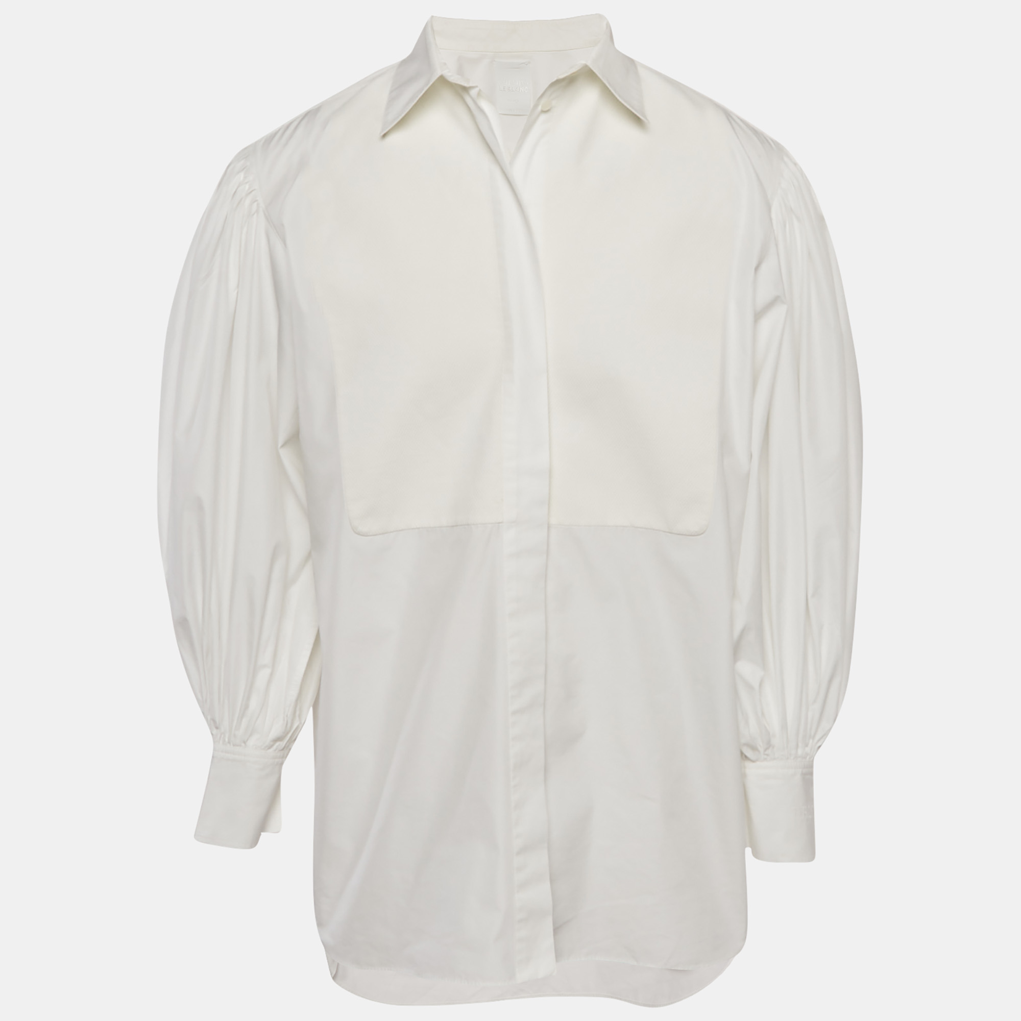 

Valentino Le Blanc White Paneled Cotton Puff Sleeve Shirt L