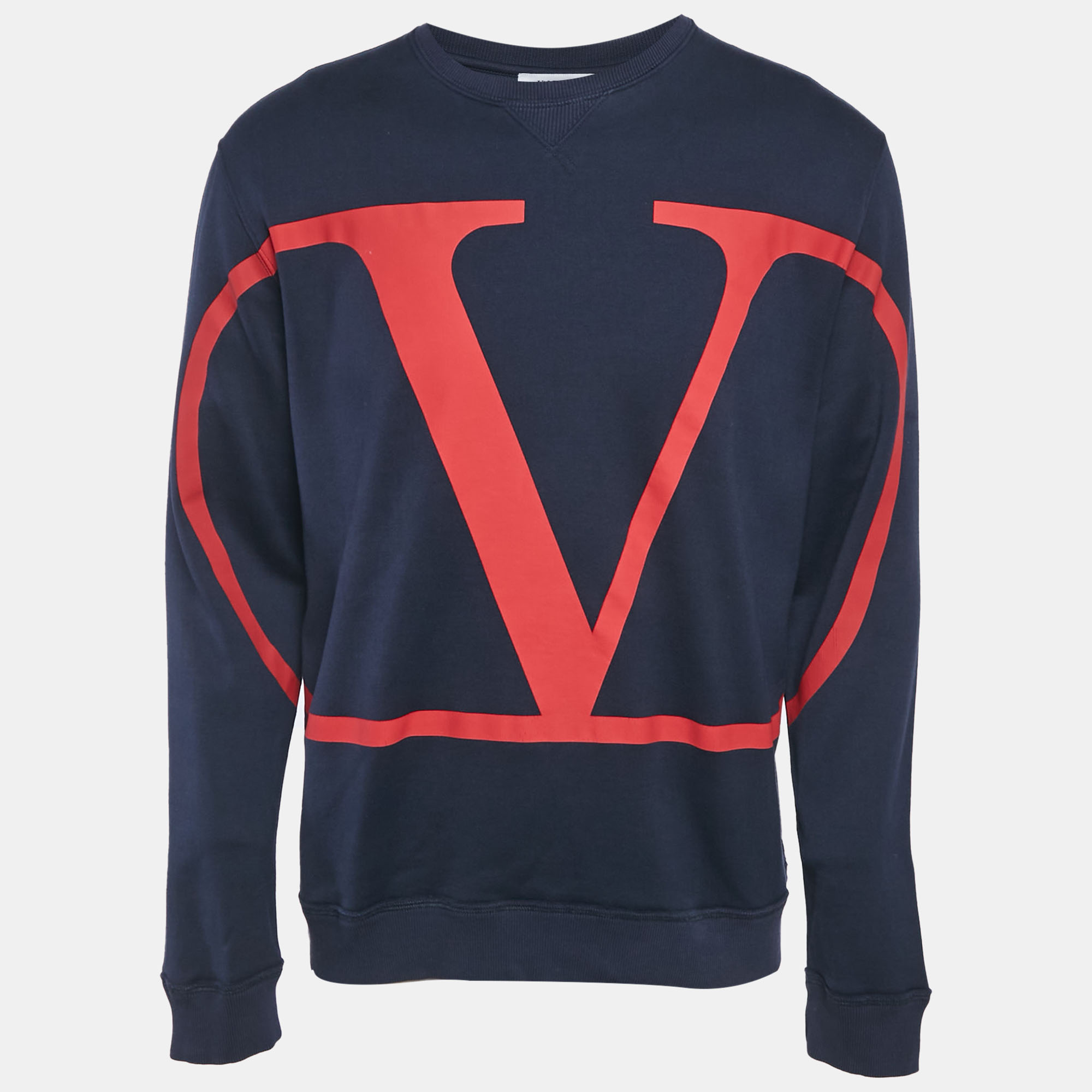 

Valentino Blue VLogo Print Cotton Crewneck Sweatshirt L