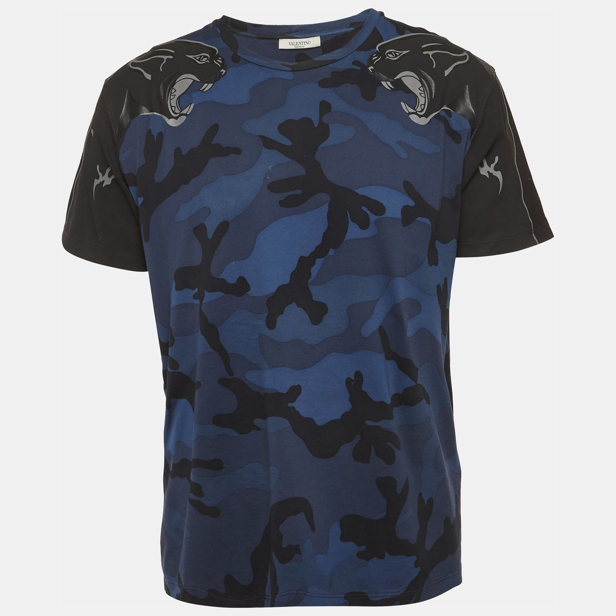 

Valentino Blue Camouflage Print Jersey T-Shirt L