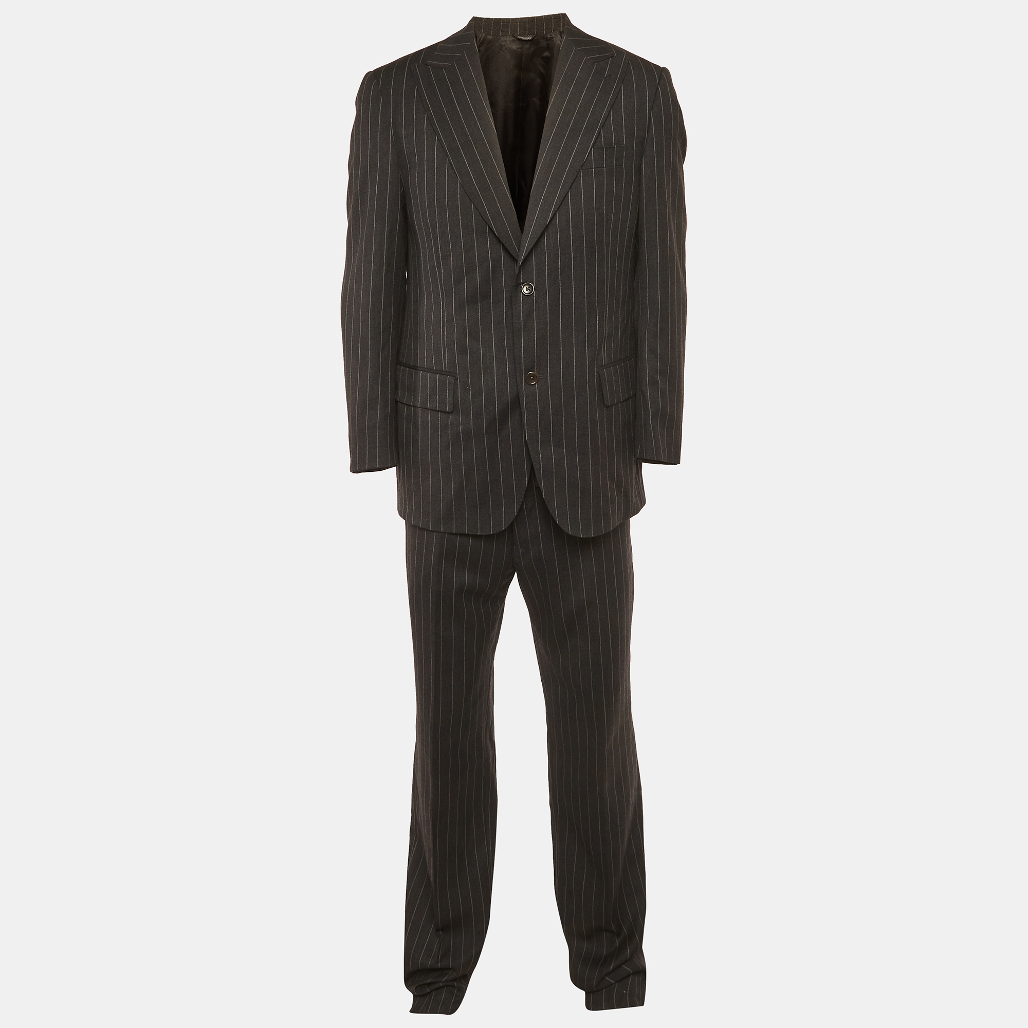 

Valentino Black Pinstripe Wool Suit L/XL